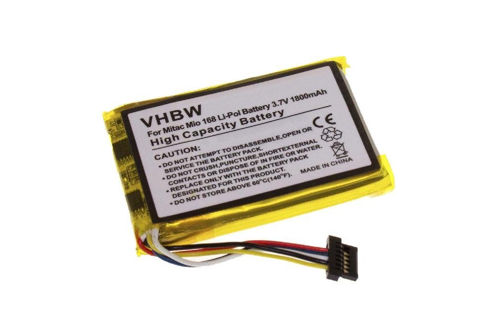 vhbw kompatibel mit Mitac Mio 168RS, 169, 168, 168C, 168 Plus Smartphone-Akku Li-Polymer 1800 mAh (3,7 V)