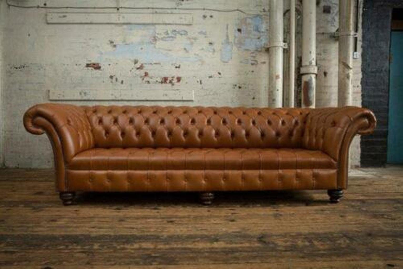 JVmoebel Chesterfield-Sofa Luxuriöser Chesterfield Polster 4-Sitzer Braune Couch Brandneu, Made in Europe