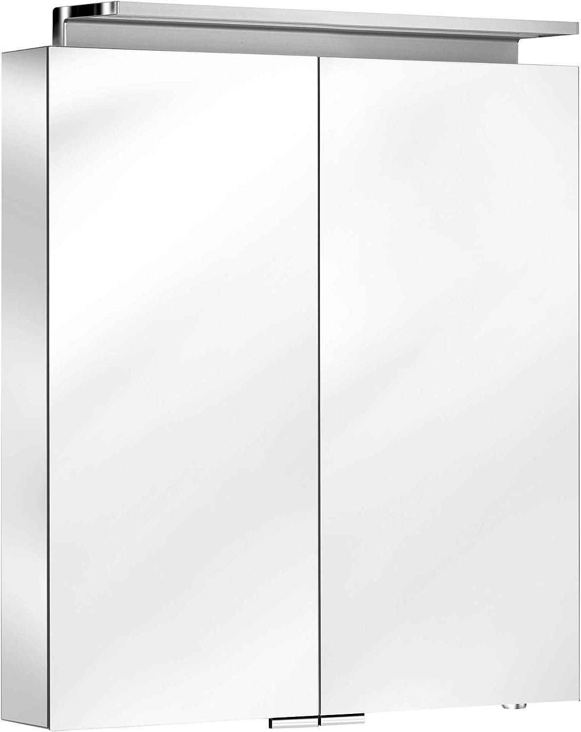 Keuco Spiegelschrank Royal L1 (Badezimmerspiegelschrank mit Beleuchtung LED) dimmbare LEDs, Wandbeleuchtung, verspiegelter Korpus, 2 Türen, 80 cm