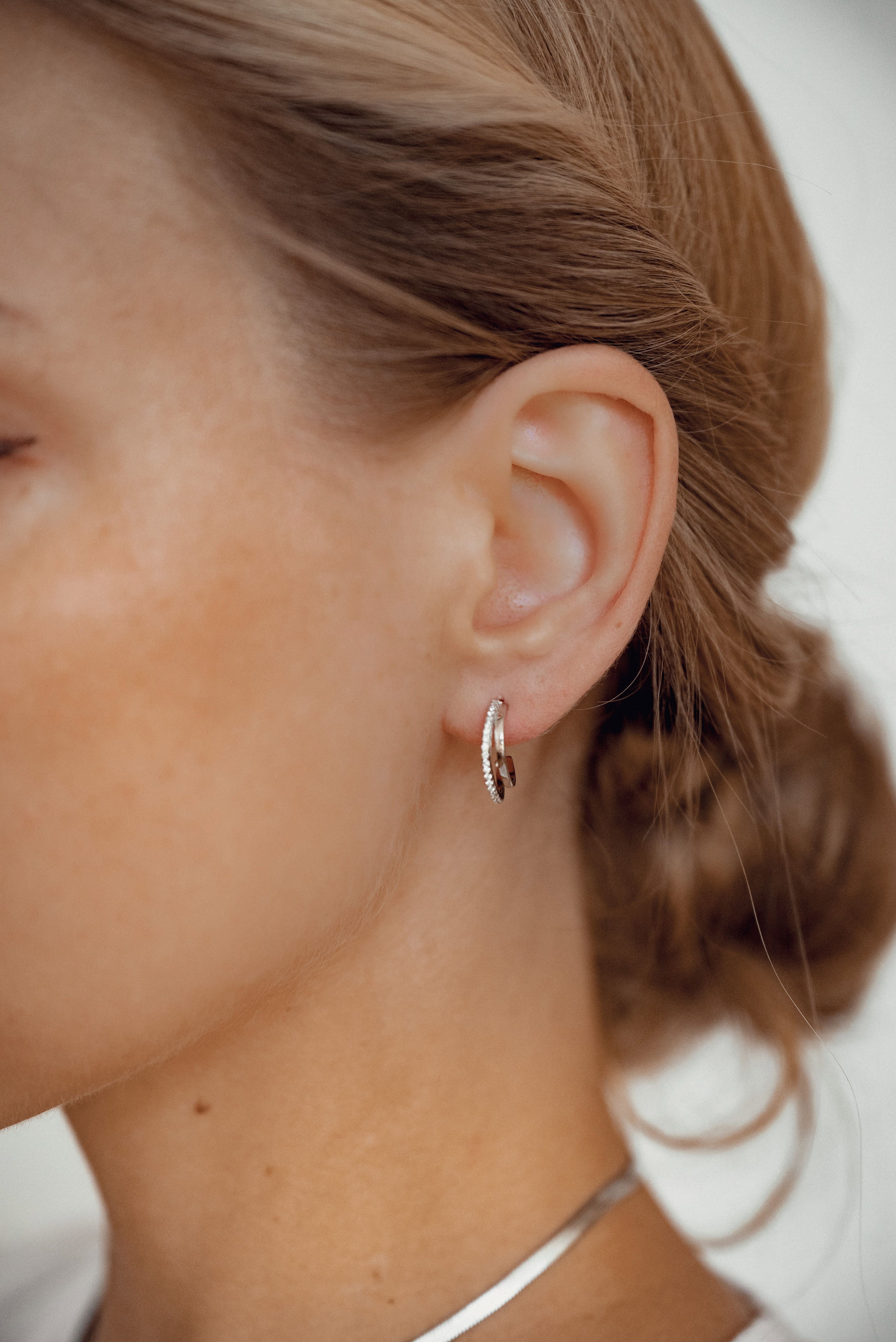 Hey Happiness Paar Ohrstecker Doppelt Kristalle, Vergoldete 925 Silber Creo günstig online kaufen