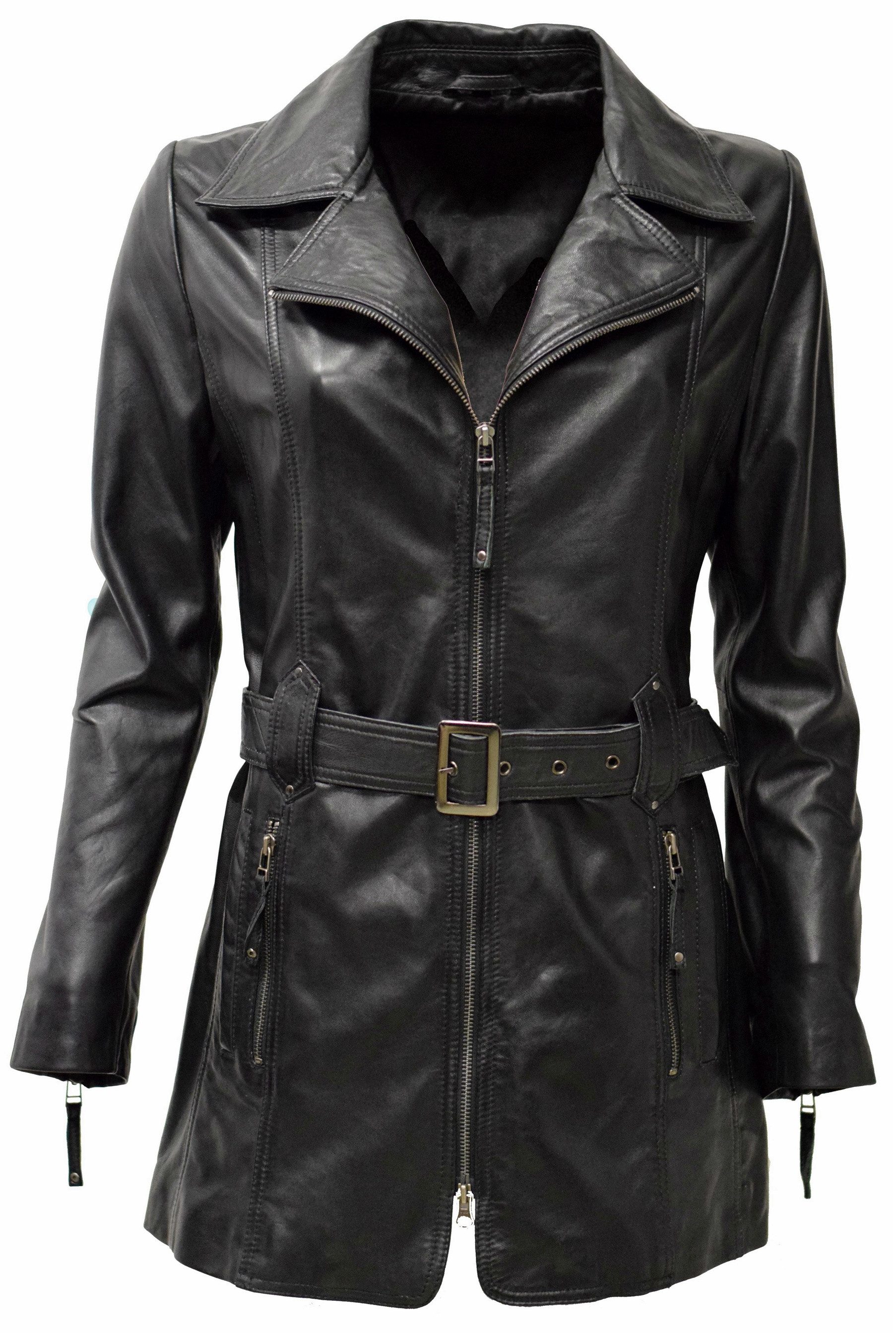 Zimmert Leather Ledermantel Lara weiches Lammnappa, Bordo Rot, Cognac, Schw günstig online kaufen