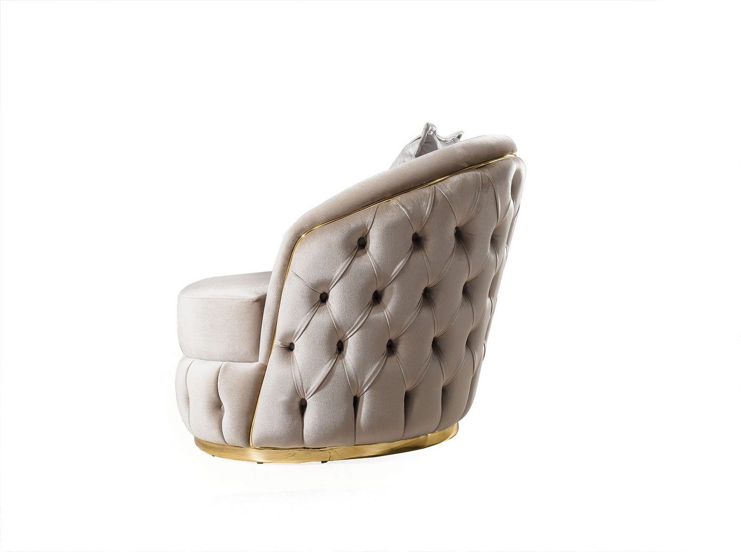 Rückseite, elegante Sessel Quality der 1-St., Polyester) moderner Beige Made Samtoptik), Heftsteppung Turkey, an Luxus-Microfaser in (100% Fairy Villa Sessel (mit Möbel