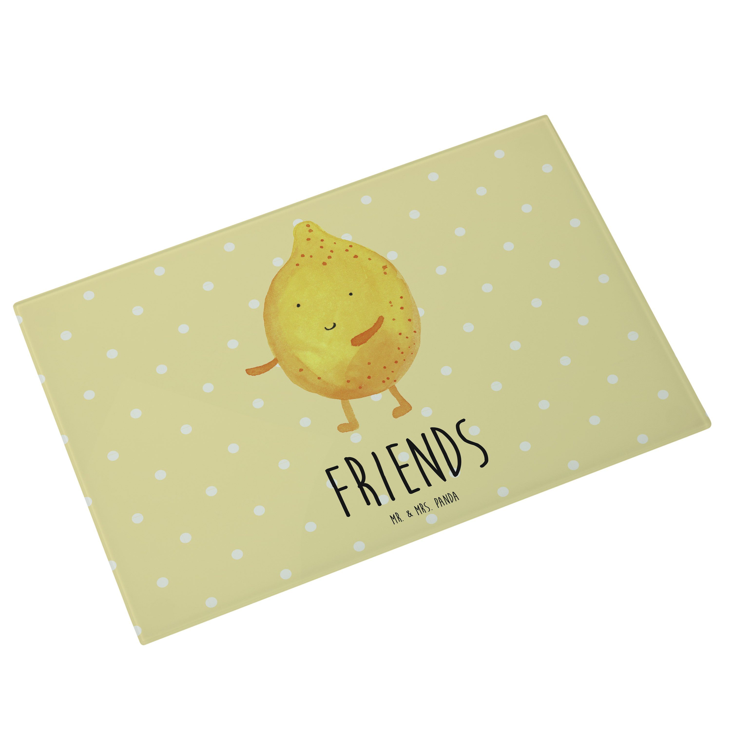 Mr. & Mrs. Premium - Gelb BestFriends-Lemon Panda Geschenk, Schneidebrett, Pastell (1-St) - Glas, Servierbrett fehlende