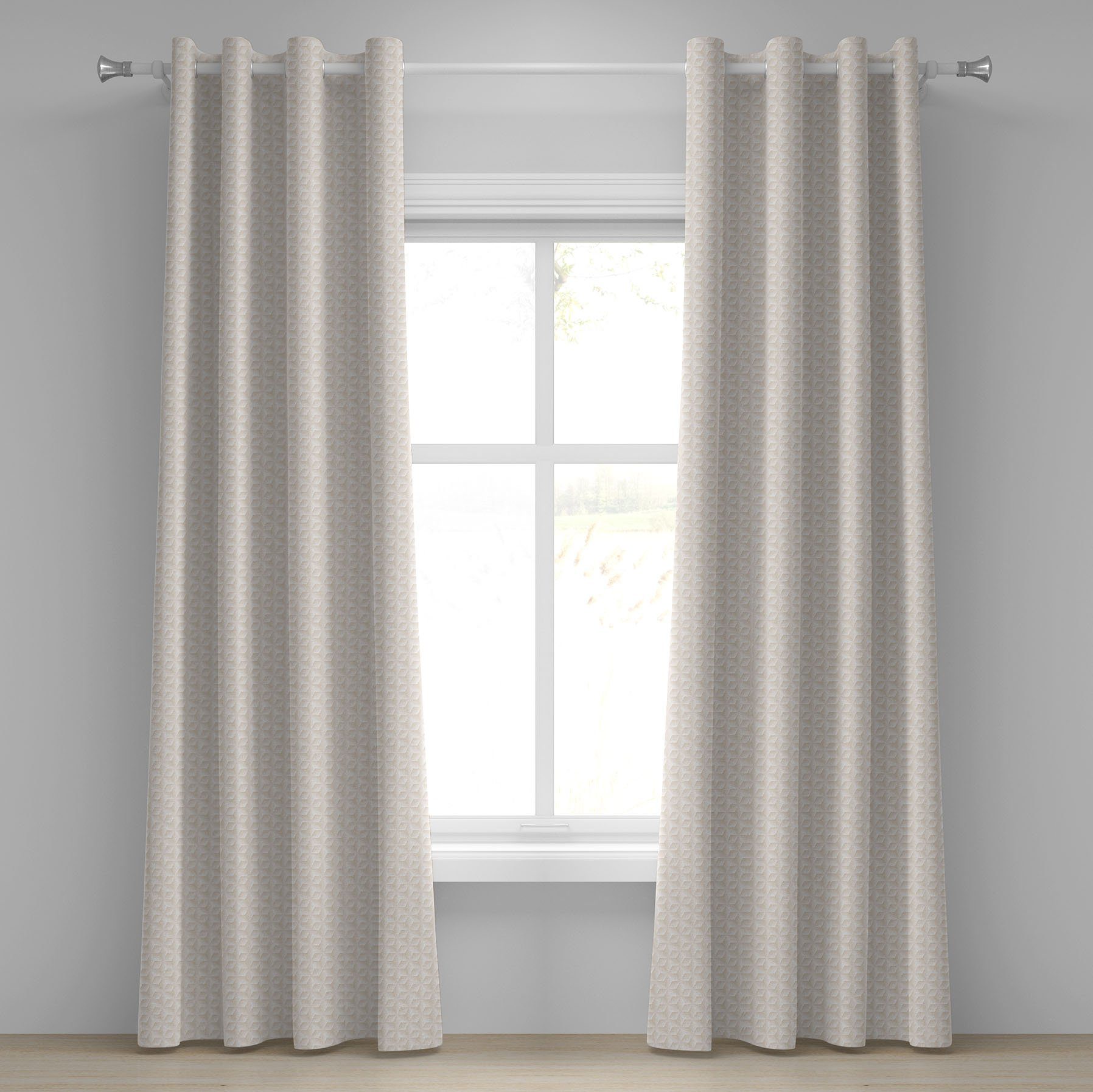Gardine Dekorative 2-Panel-Fenstervorhänge für Schlafzimmer Wohnzimmer, Abakuhaus, Elfenbein Diamantförmig Digital-