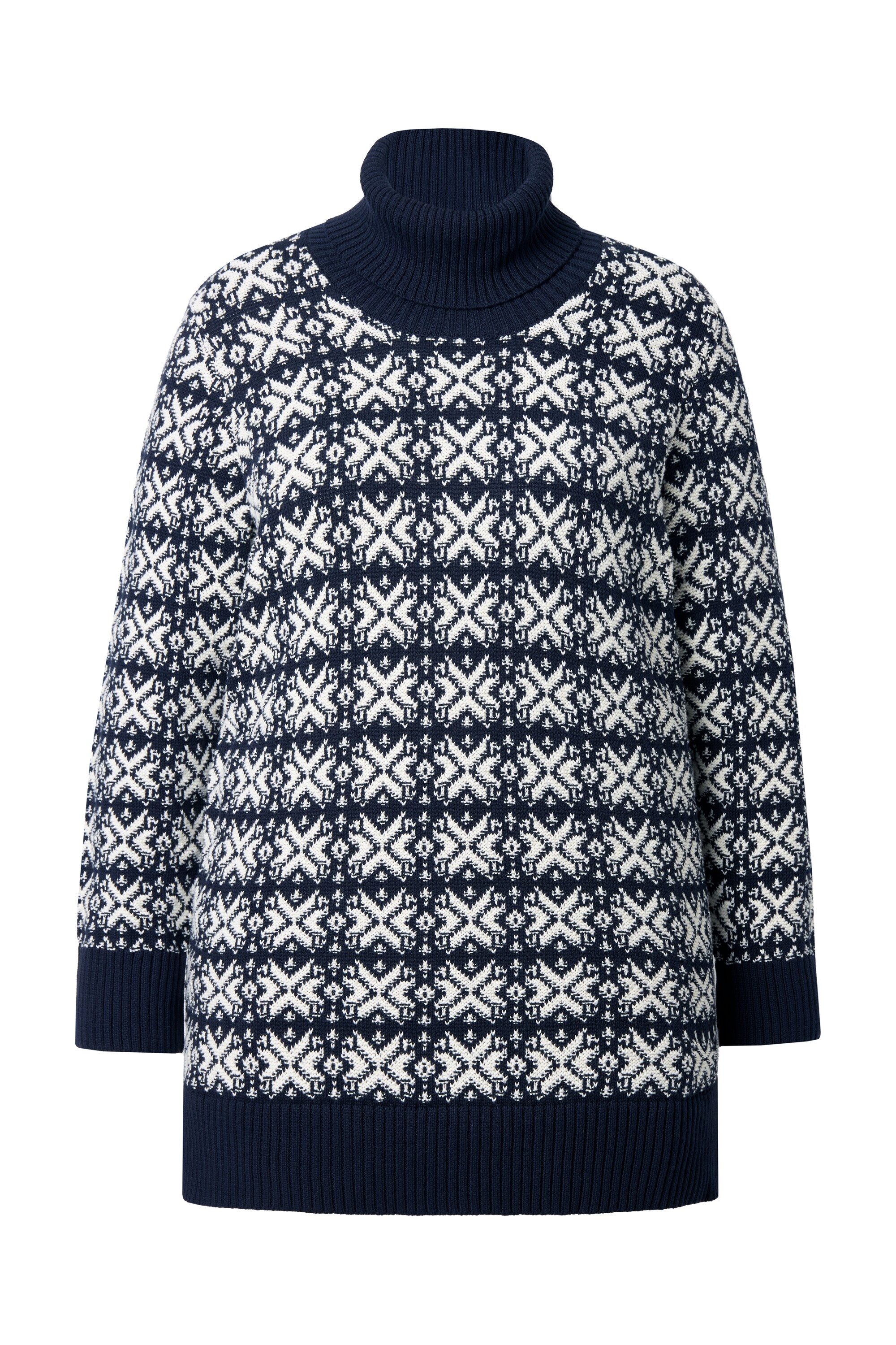 Ulla Popken Rollkragenpullover Pullover Schneeflocken Rollkragen Langarm günstig online kaufen