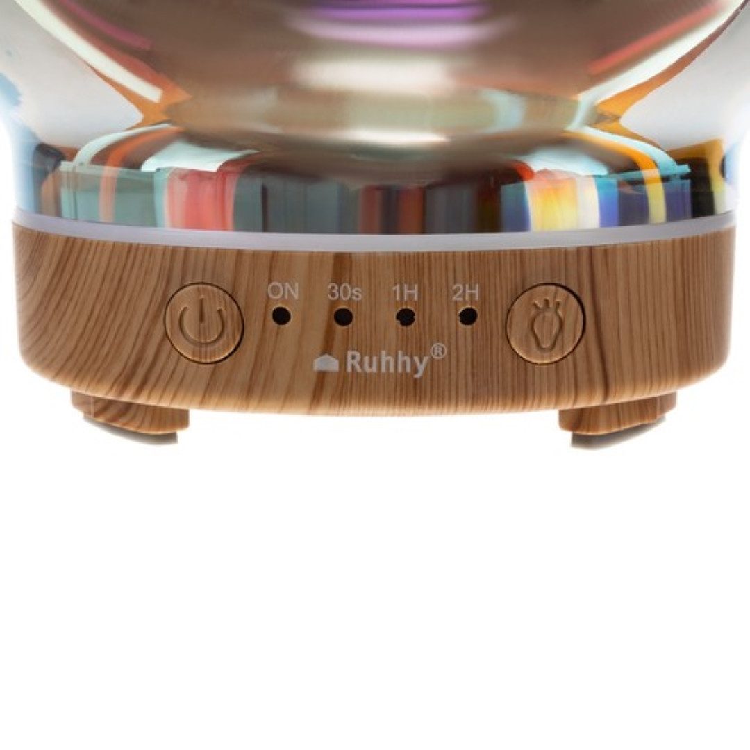 Ruhhy Luftbefeuchter Luftbefeuchter mit LED, Aromatherapie & 3D-Effekt, 3-in-1-Funktion: Befeuchter, Nachtlampe, Aromatherapie