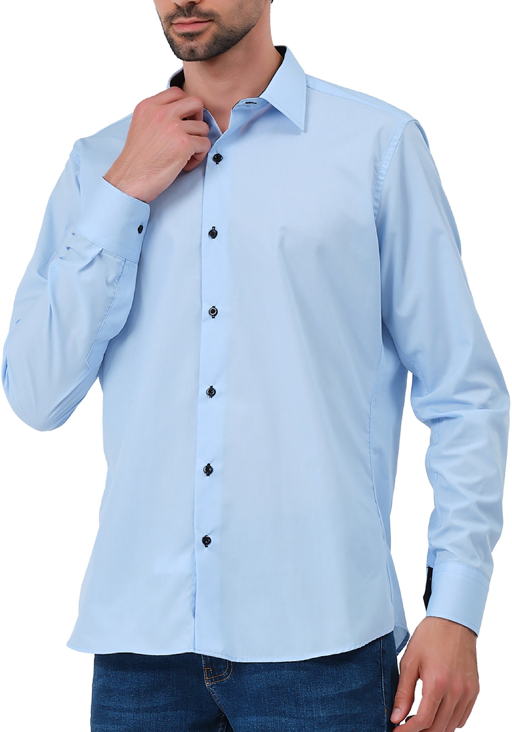 JEEL Langarmhemd Herren Hemd Langarm (1-tlg) Slim Fit – Bild 3 von 5