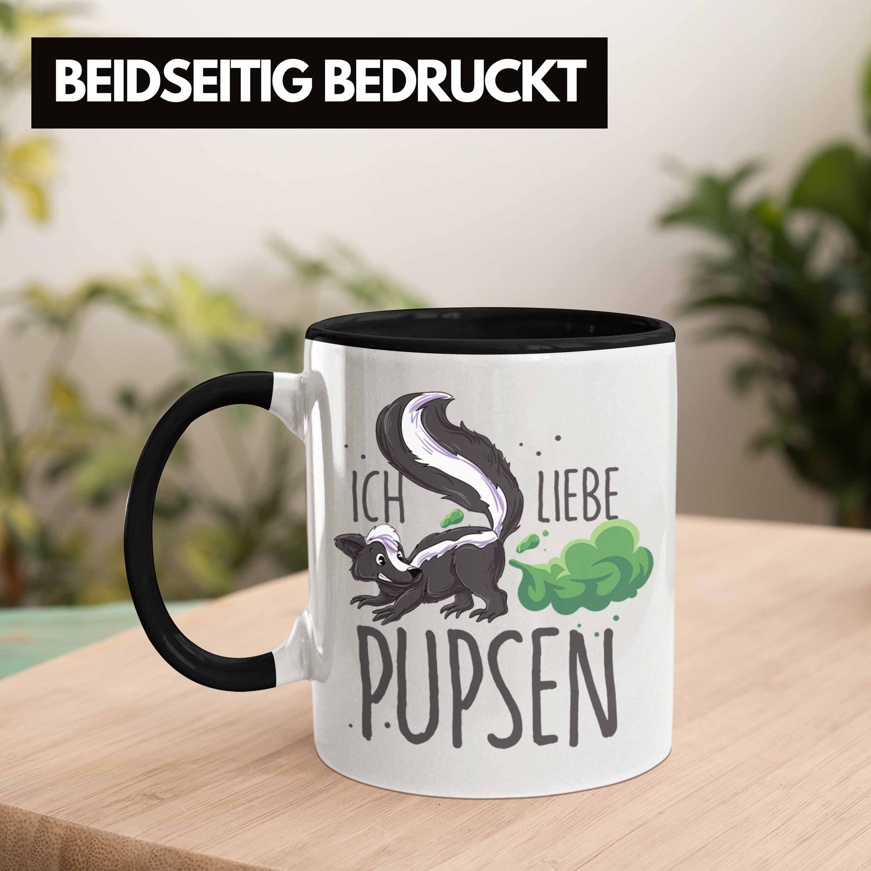 Trendation Tasse Lustige liebe Schwarz Pupsen" "Ich Geschenkidee Tasse Gebu Stinktier-Motiv mit