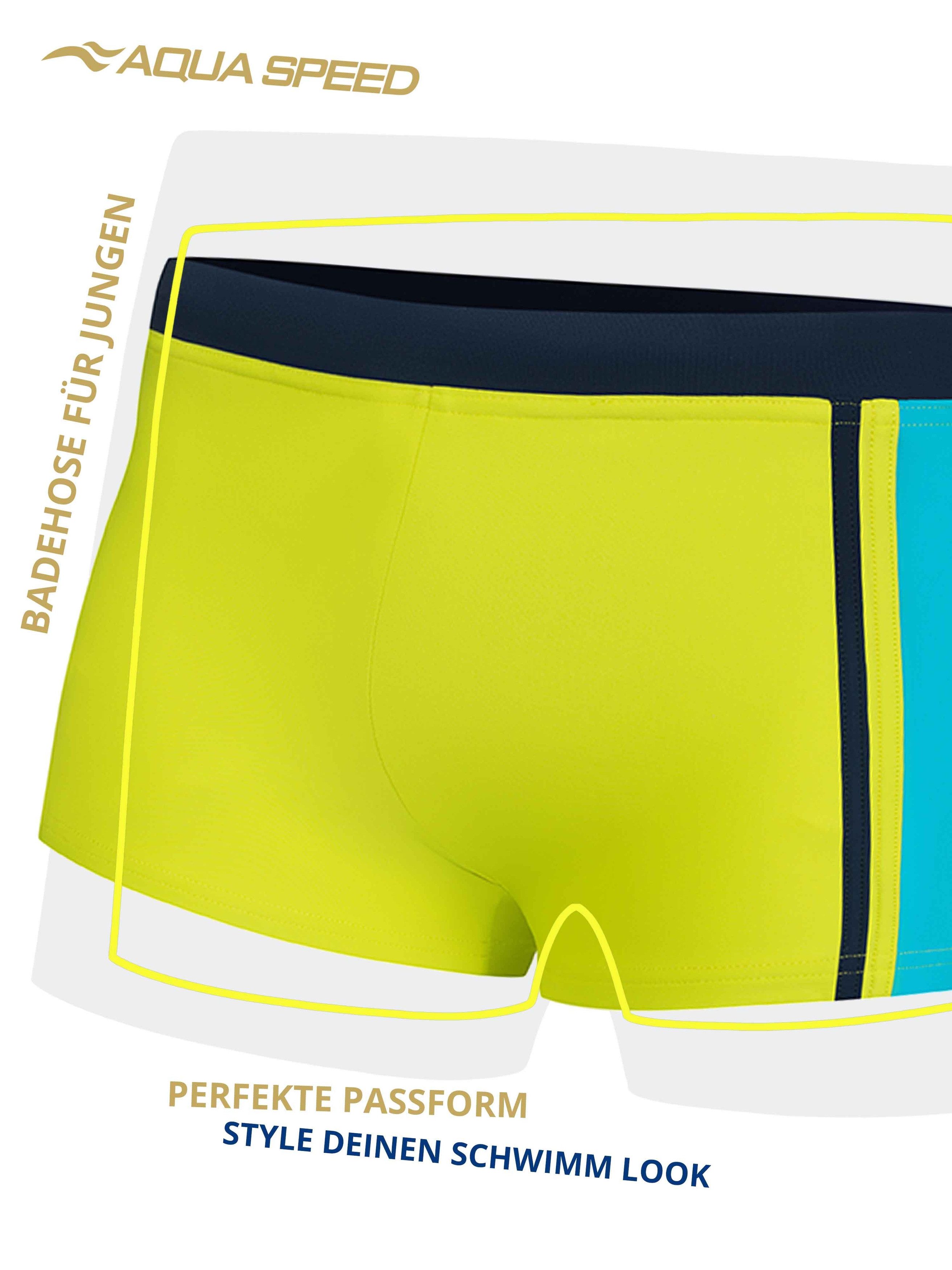 Aqua Speed Badehose Max Badehose in H.Grün/Blau/Schwarz – chlorresistent & elastisch (Gr. 110 sportliche Schwimmhose mit sicherem Sitz & Kordelzug) Für aktiven Wasserspaß – robust & super bequem