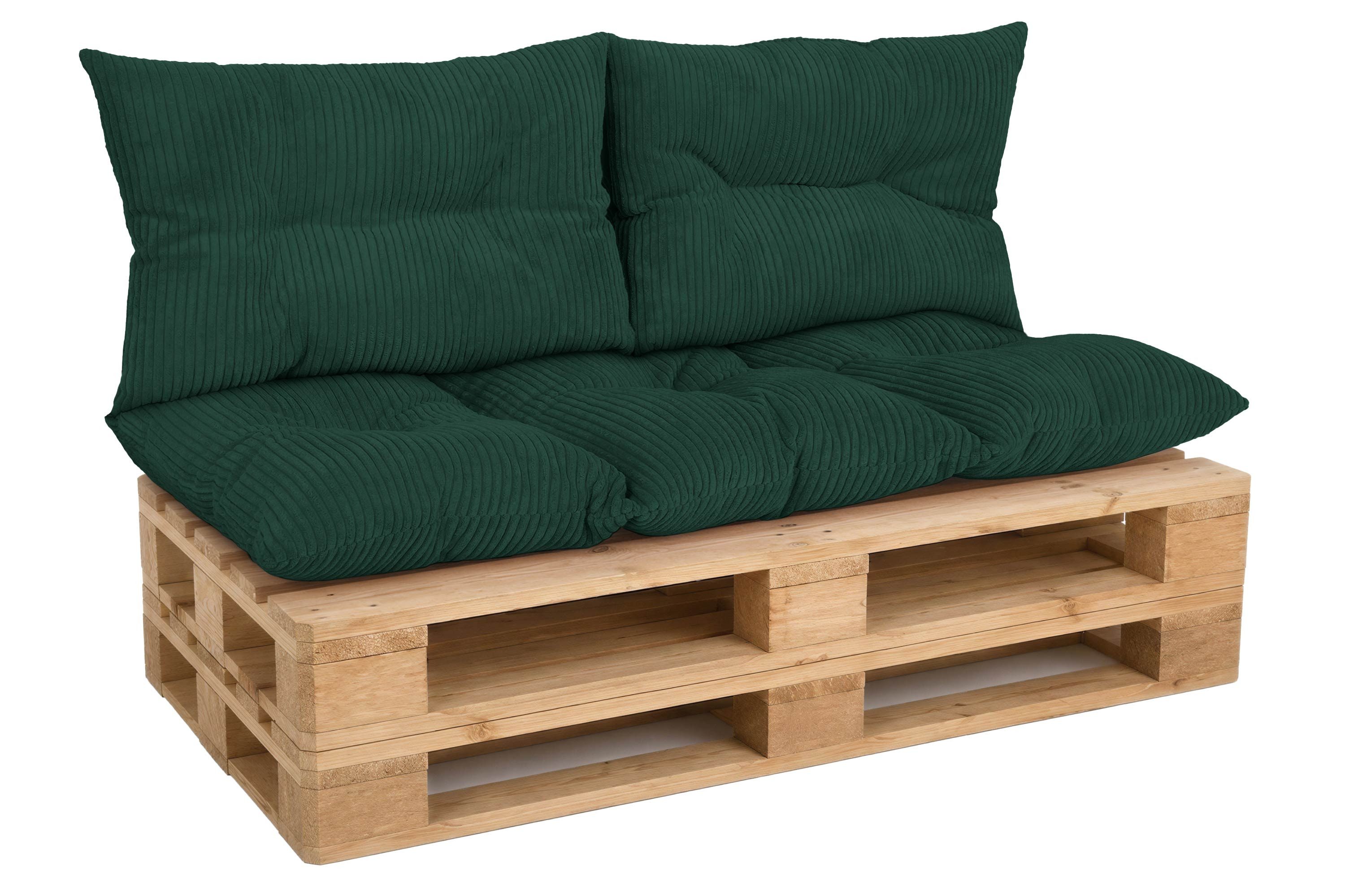 Amilian Palettenkissen Set 3-teilig Palettenauflagen für Europaletten, Balkon, Terrasse, Sitzkissen 120x60 cm + 2x Kissen 40x60 cm