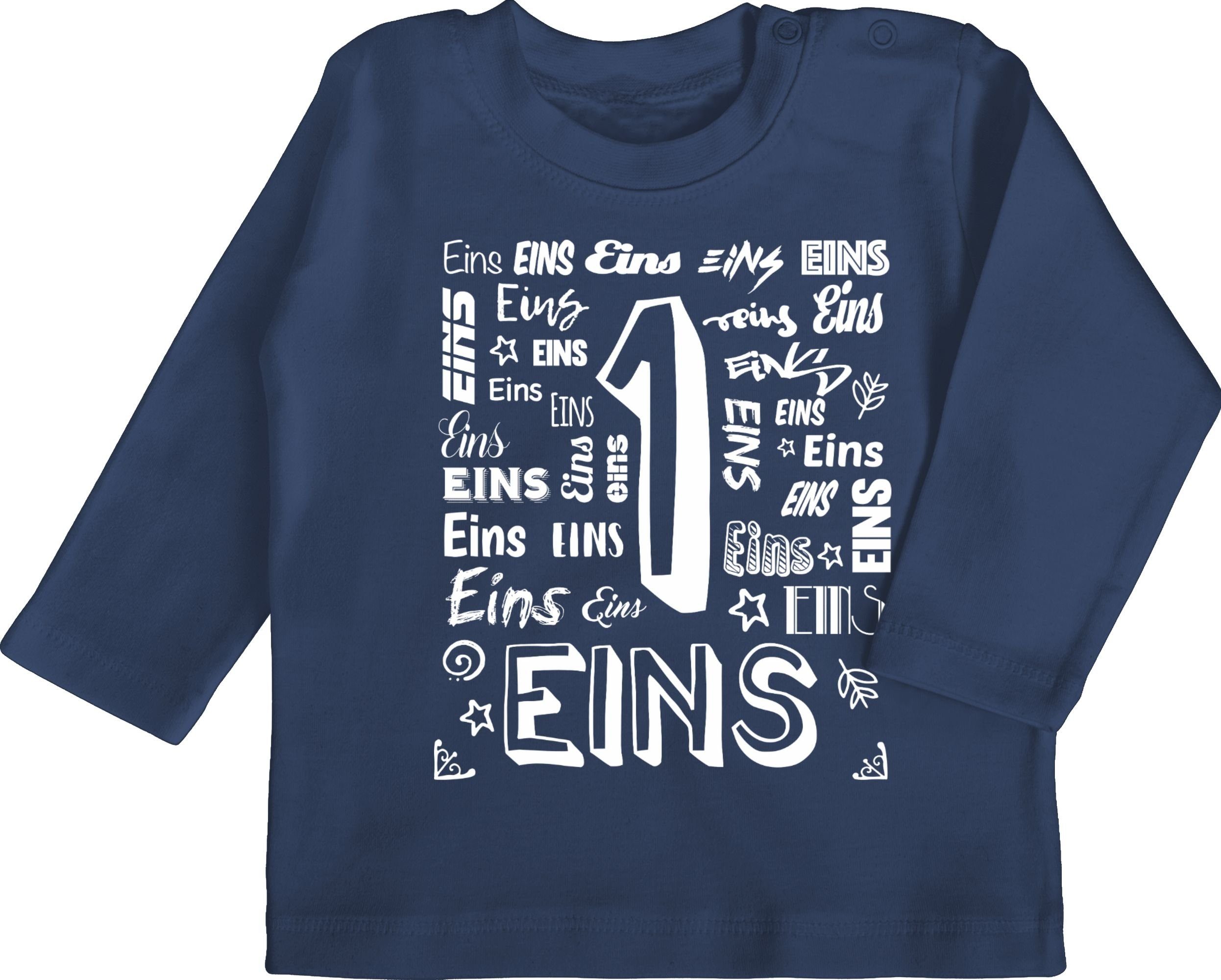 Shirtracer T-Shirt Navy 1 Blau 1. Geburtstag Erster Zahlen