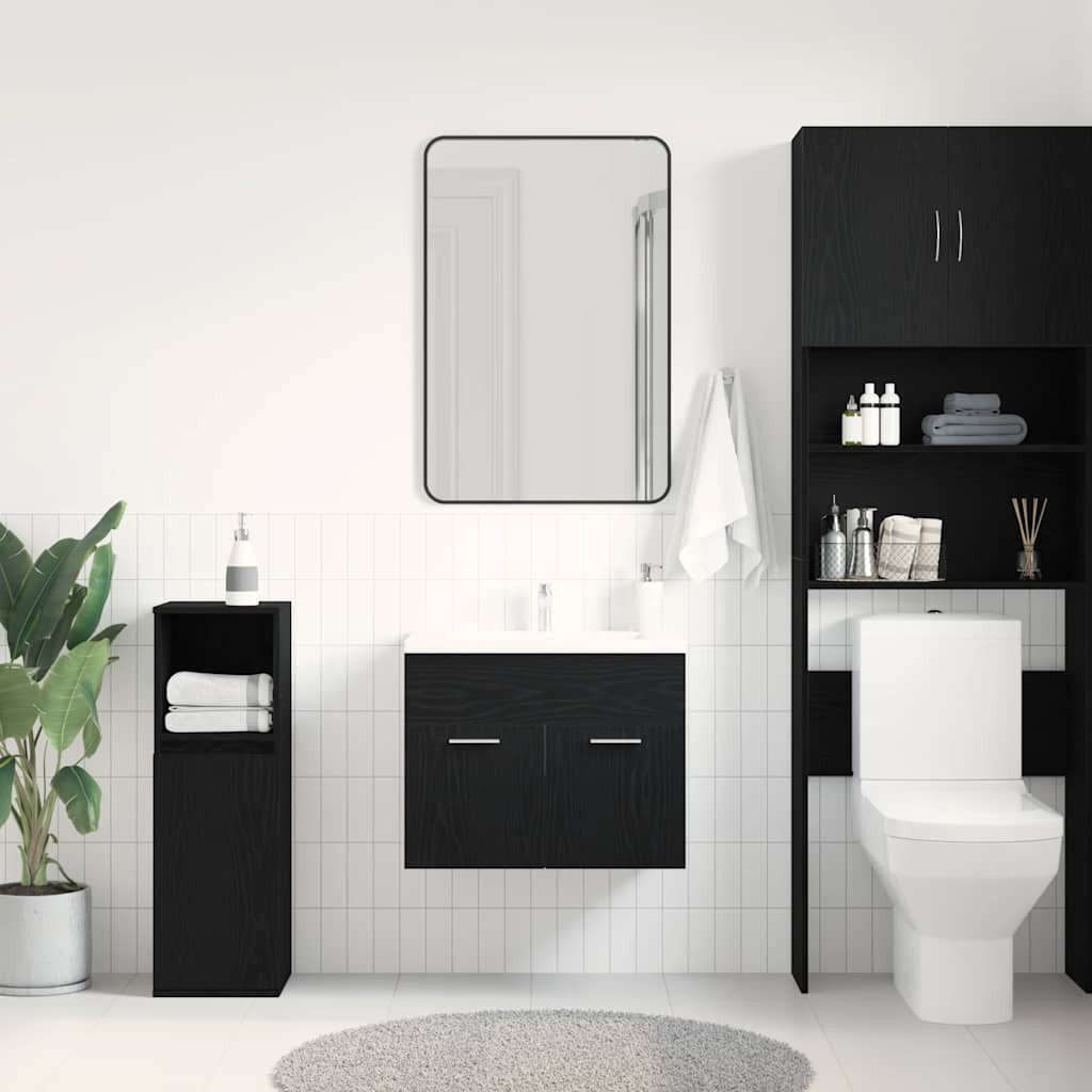 vidaXL Badezimmer-Set Waschbeckenunterschrank Schwarz Eichen-Optik 60x38,5x günstig online kaufen