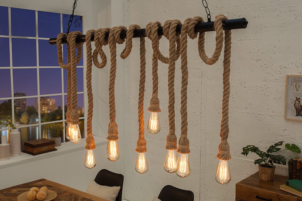 riess-ambiente Hängeleuchte SEVEN SEAS II 120cm natur, ohne Leuchtmittel, Wohnzimmer · Tau · Holz · Esszimmer · Maritim