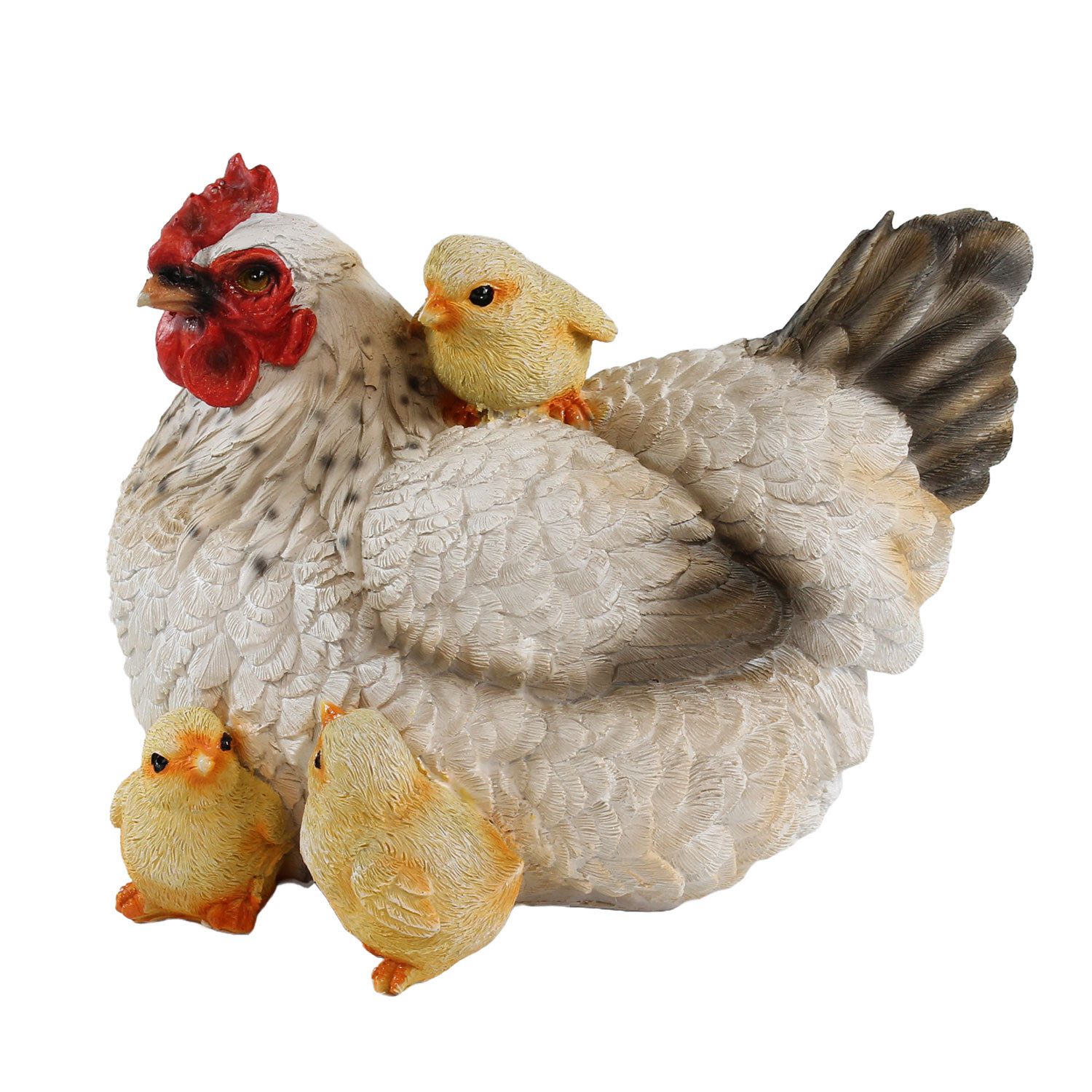 Fachhandel Plus Tierfigur Dekofigur Henne Huhn Louise mit Küken lebensecht (1 St), ein echter Hingucker in Ihrem Garten oder Ihrem Wohnbereich