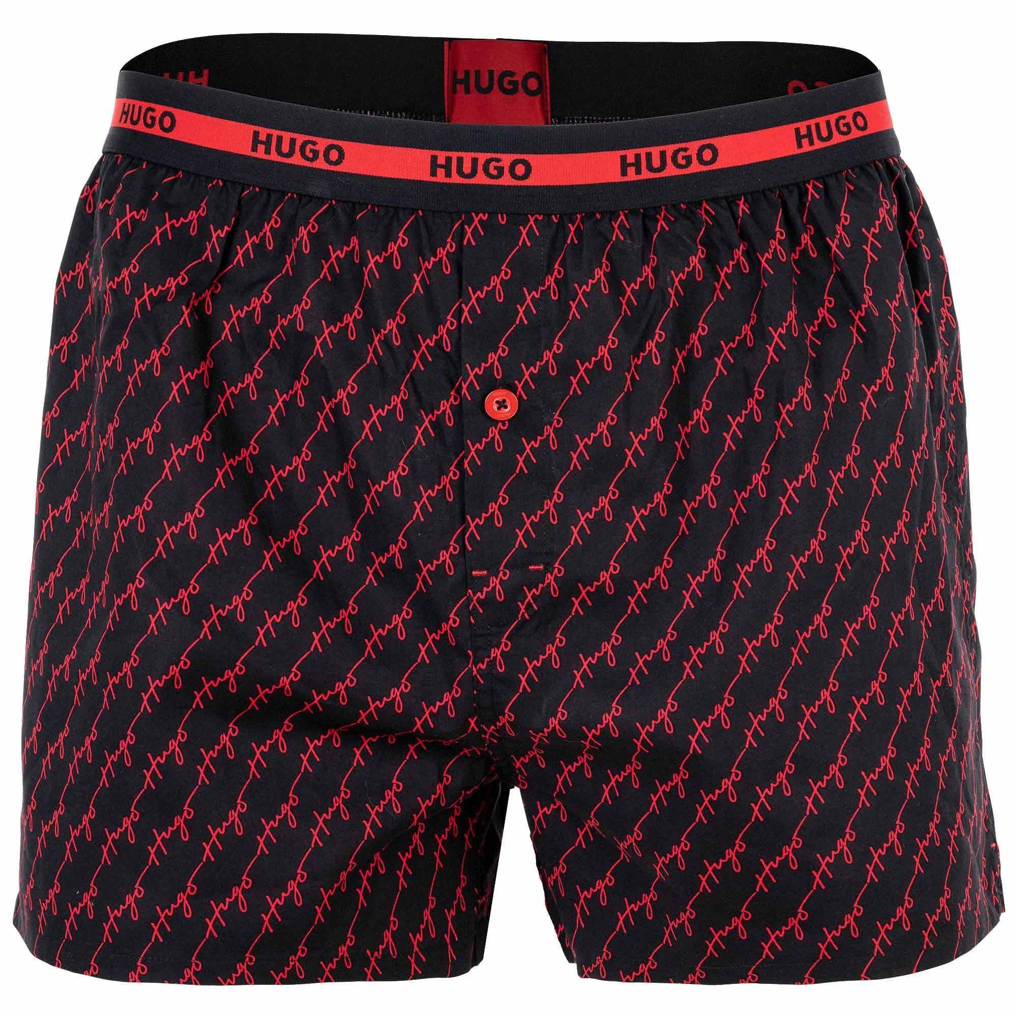 Shorts, Boxershorts HUGO Boxer Pack Twin Boxer 2er - 3 Woven Herren Schwarz/Rot