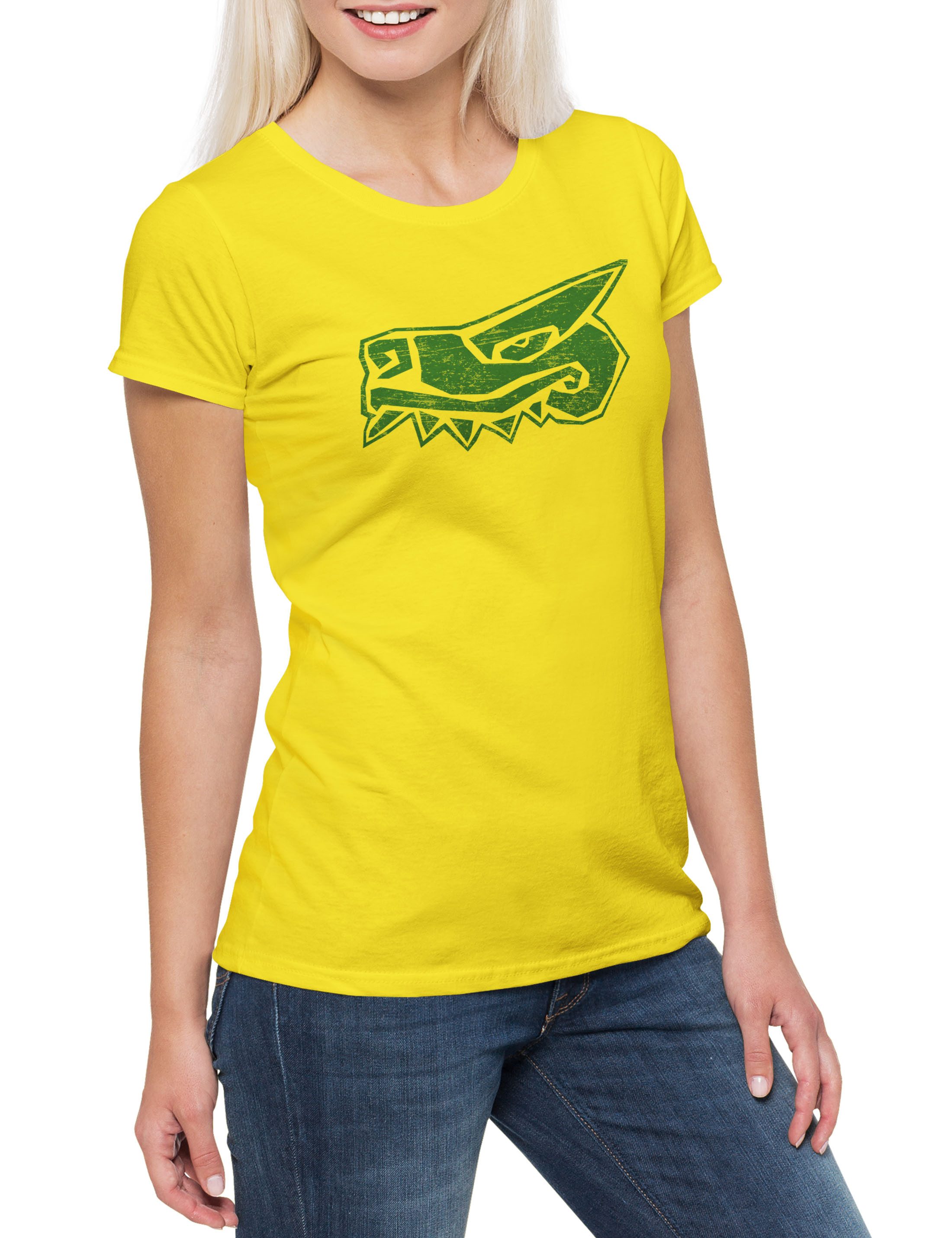 Print-Shirt Aztec Crocodile Damen T-Shirt Aztecs Azteken Inka Maya Mayans Mayas