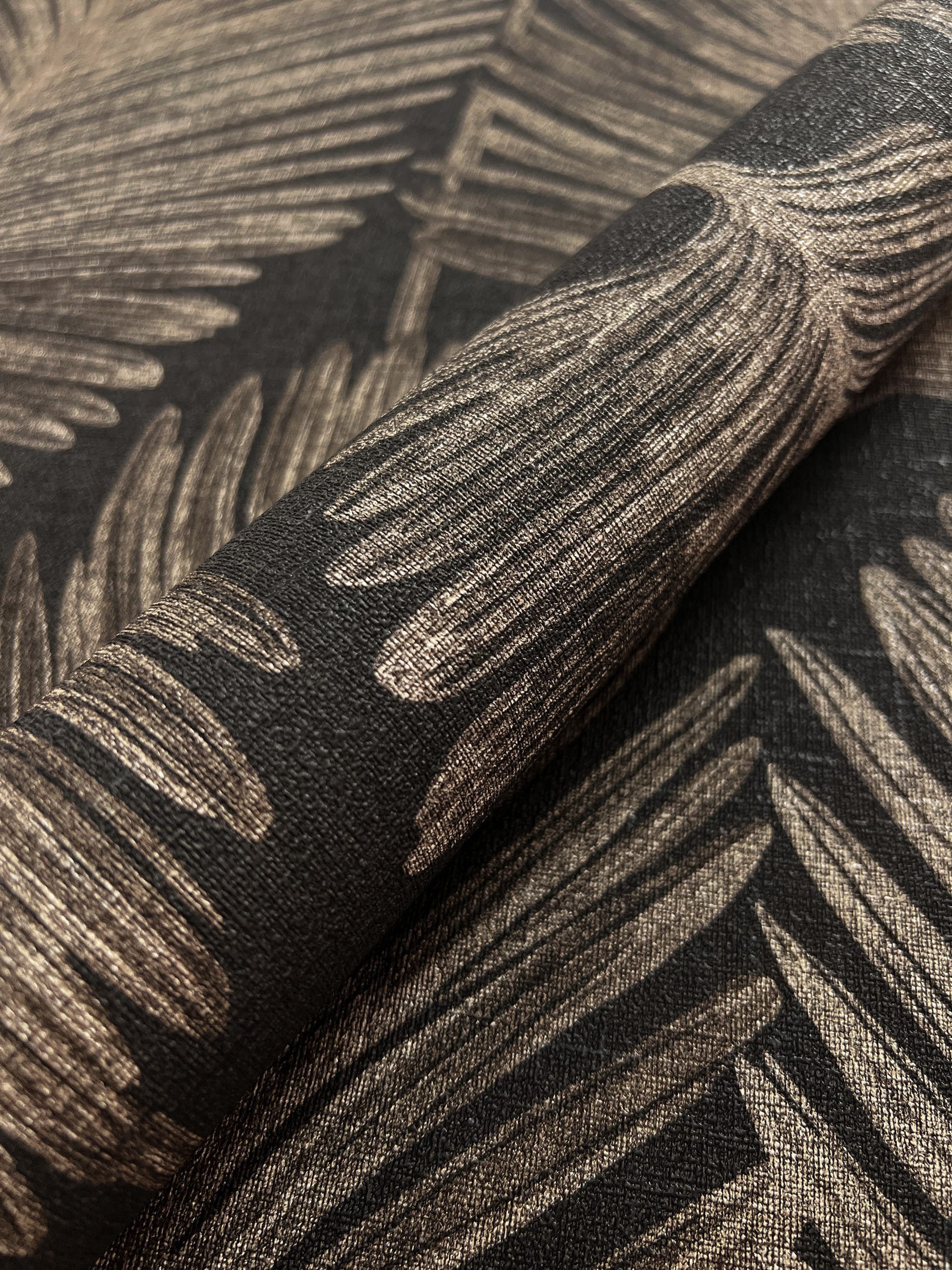 Newroom Vliestapete, Schwarz Tapete Modern Palmenblätter - Glanztapete Must günstig online kaufen