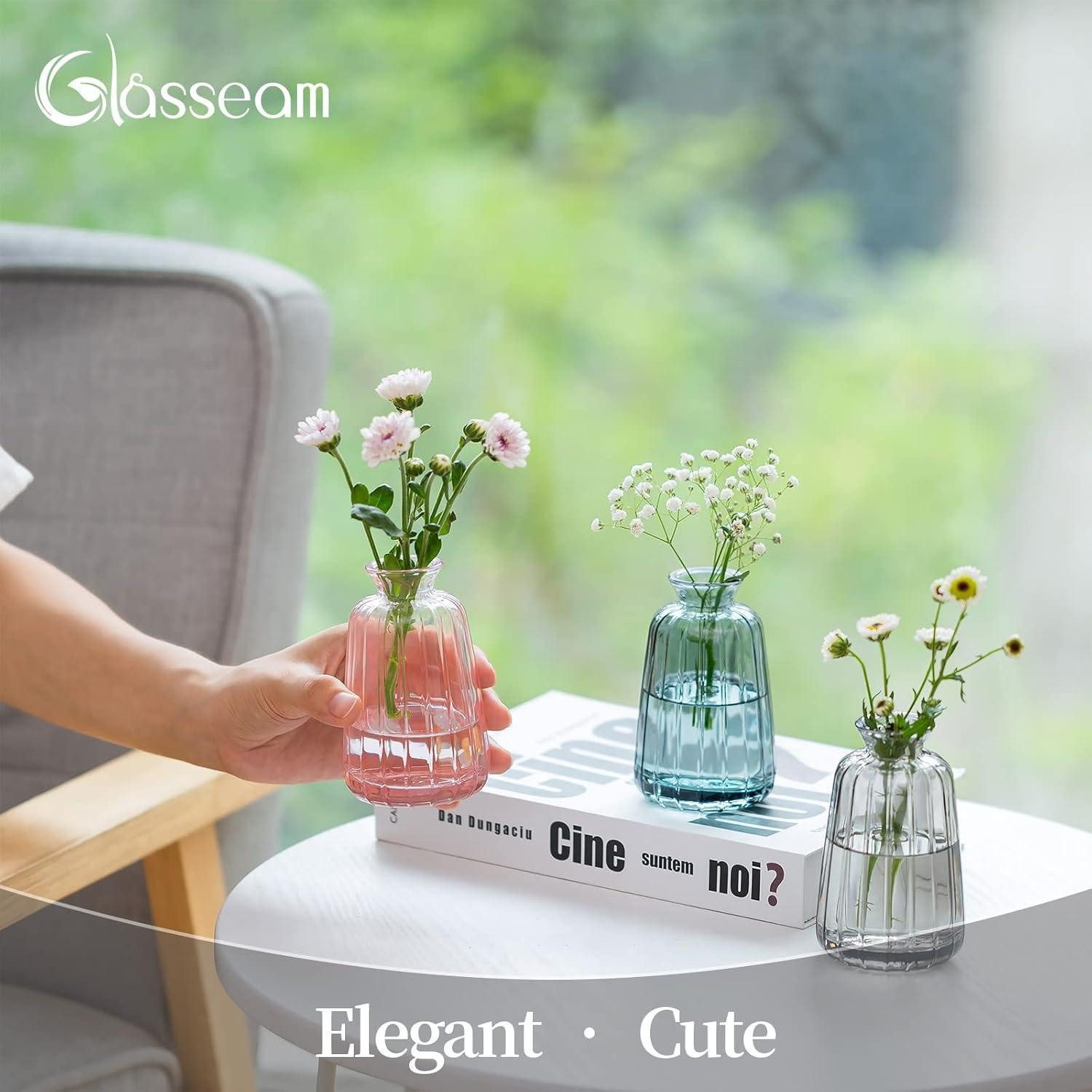 LuxusKollektion Tischvase Kleine Vasen Hochzeit Tischdeko Vintage Mini Vase Glas Blumenvase Set