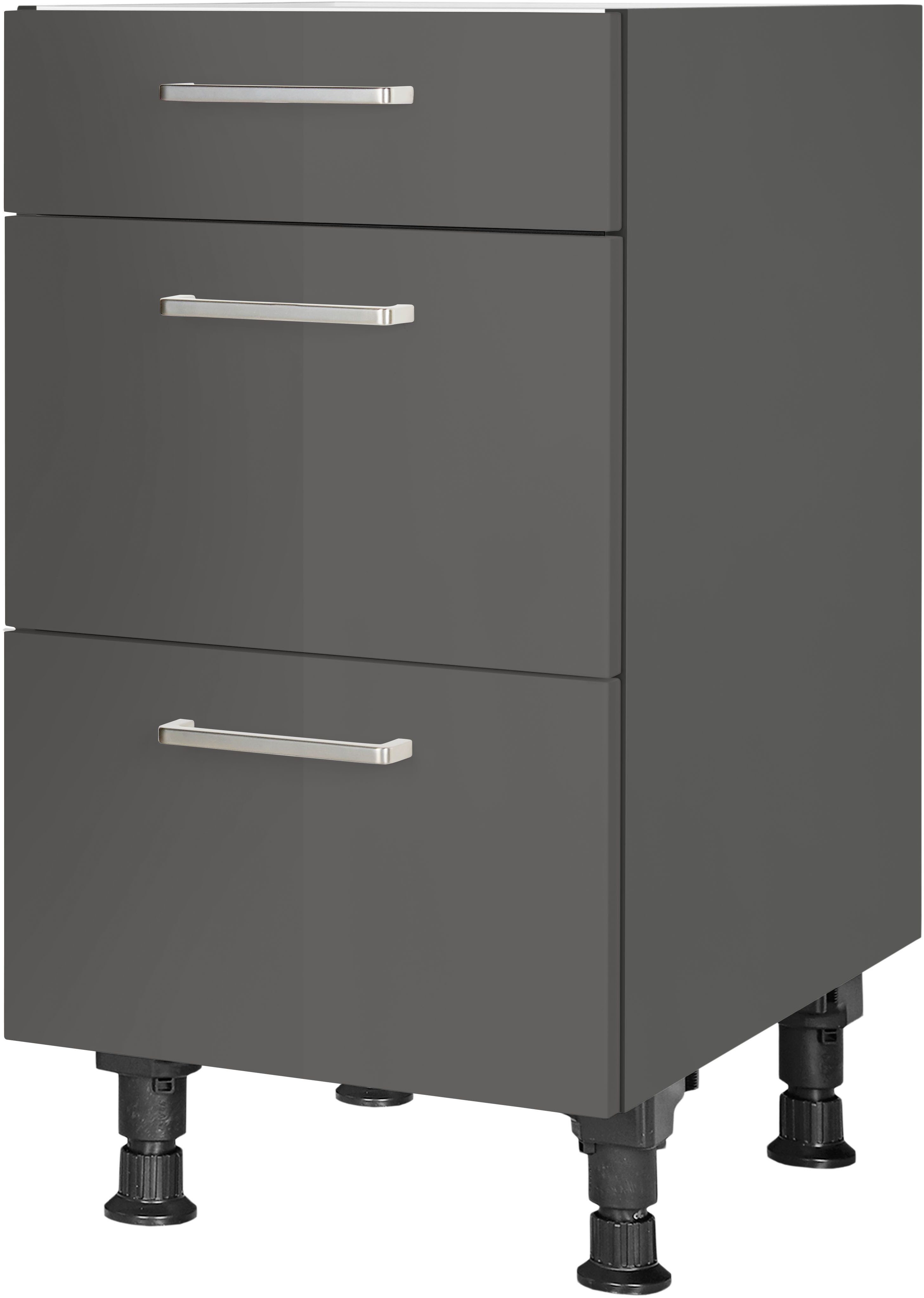 nobilia® Unterschrank "Flash", vormontiert, mit höhenverstellbaren Sockelfüßen, in den Breiten 30, 45, 60 und 90 cm, mit Schubkasten und Auszügen