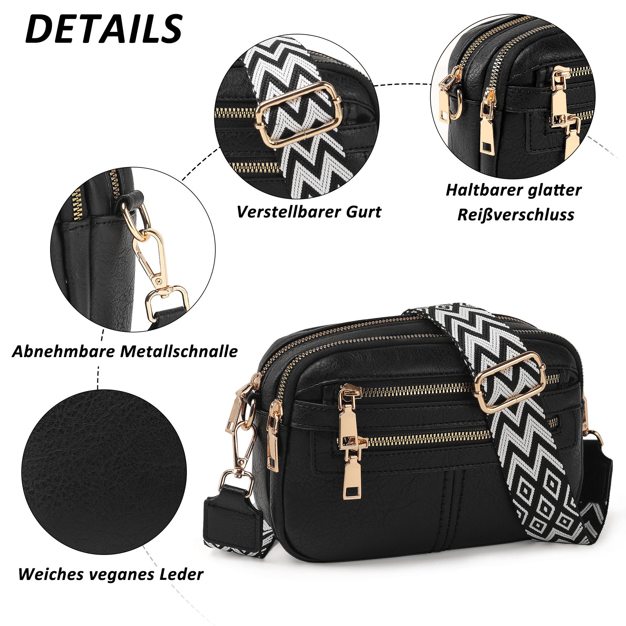 TAN.TOMI Schultertasche Umhängetasche Damen Mittelgroß tasche mit Weich Breiter Gurt, Damen Handtasche mit Verstellbarer Schulterriemen – Bild 3 von 5