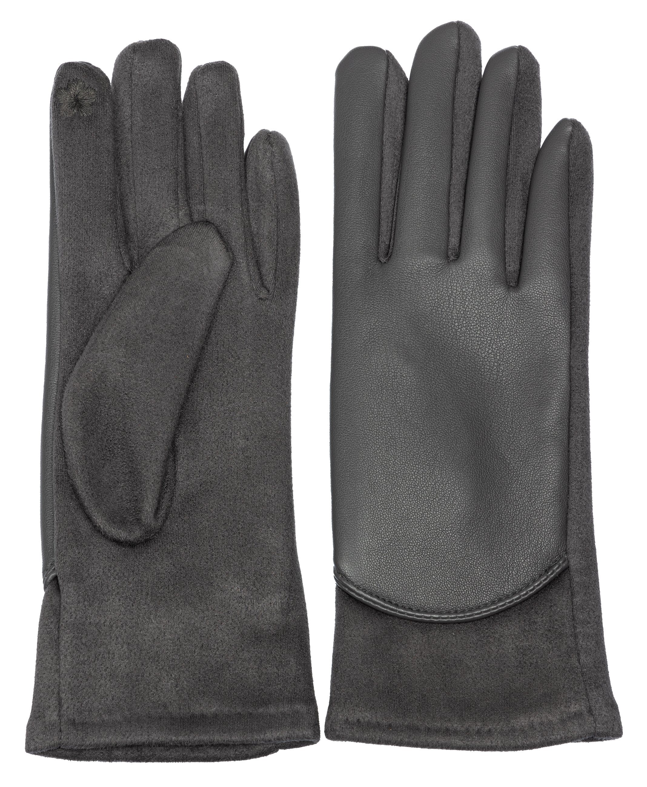 Handschuhe elegante GLV016 dunkelgrau Damen Caspar uni Strickhandschuhe klassisch