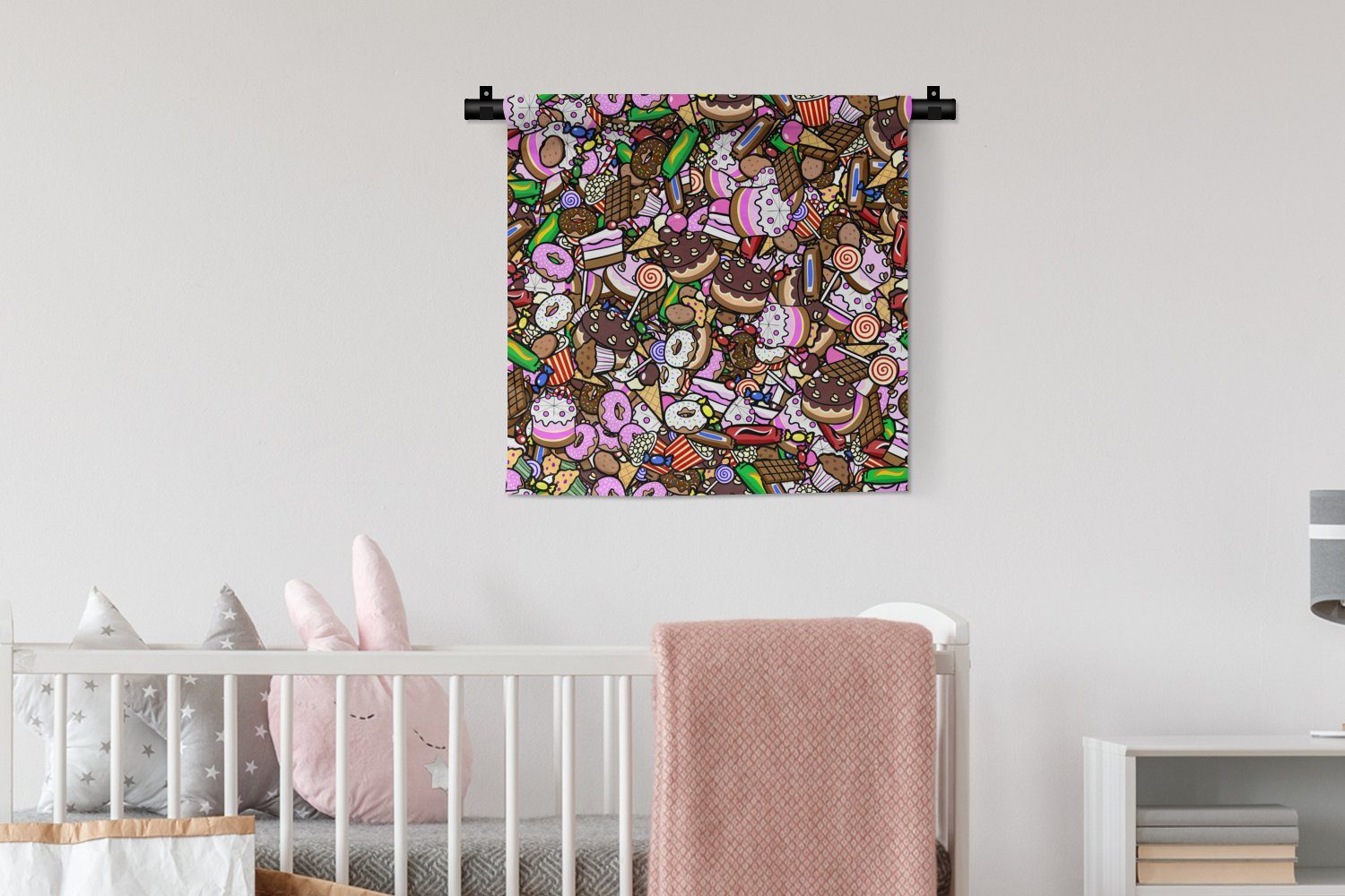 Kinderzimmer - Wanddeko Lutscher - Design - Schokolade Wandbehang, Kinder, - Süßigkeiten Wanddekoobjekt MuchoWow Kuchen - Wohnzimmer, Kleid, für Schlafzimmer,