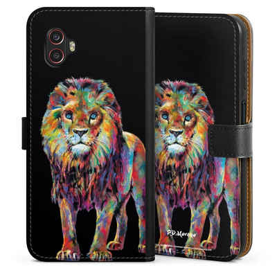 DeinDesign Handyhülle Löwe Tiere Design Lion Colorful Art By P.D. Moreno, Samsung Galaxy XCover 6 Pro Hülle Handy Flip Case Wallet Cover