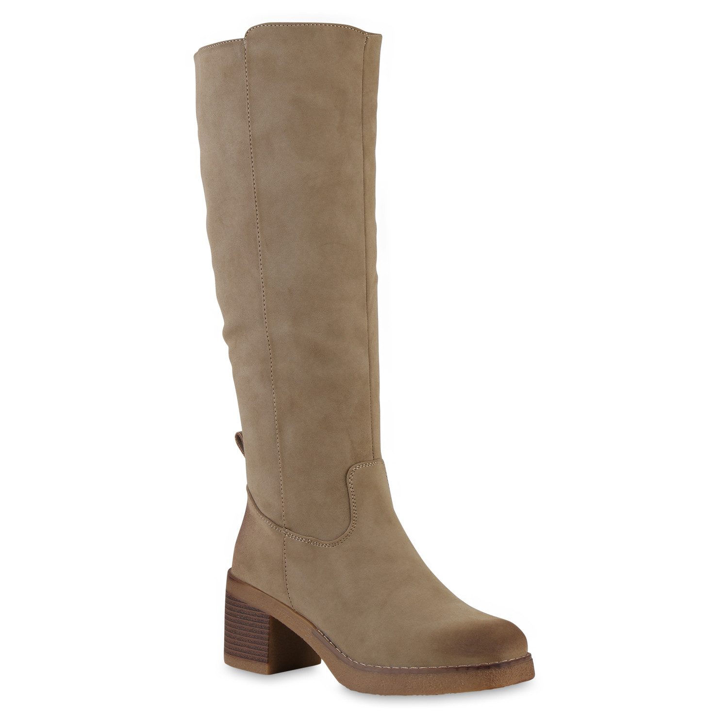 VAN HILL 21608336 KY KA23-22 Damen Stiefel Khaki 36 Stiefel Damen Gefütterte Klassische Stiefel Holzoptikabsatz Herbst