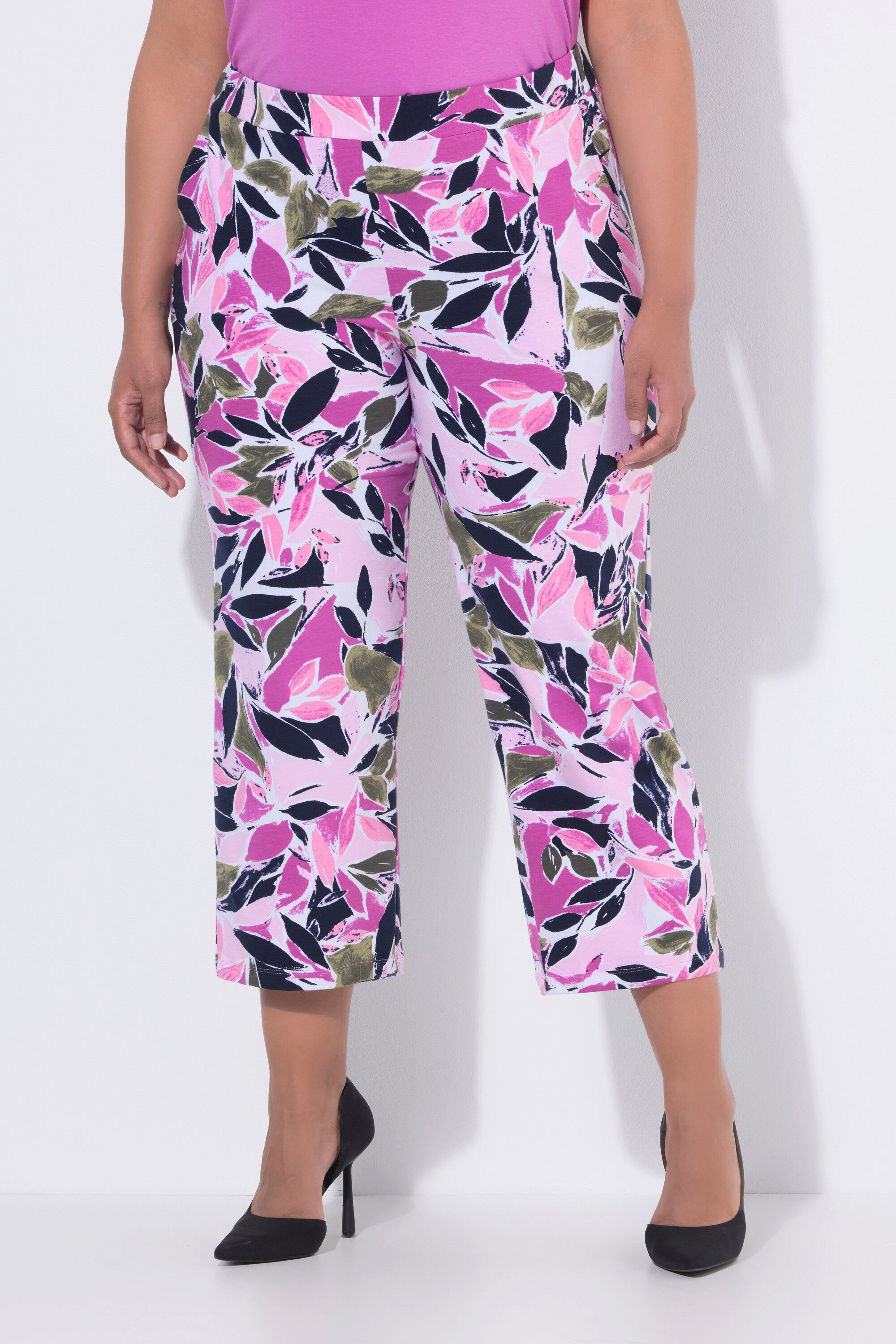 Schlupfhose 7/8-Jerseyhose Blüten weites Bein Elastikbund