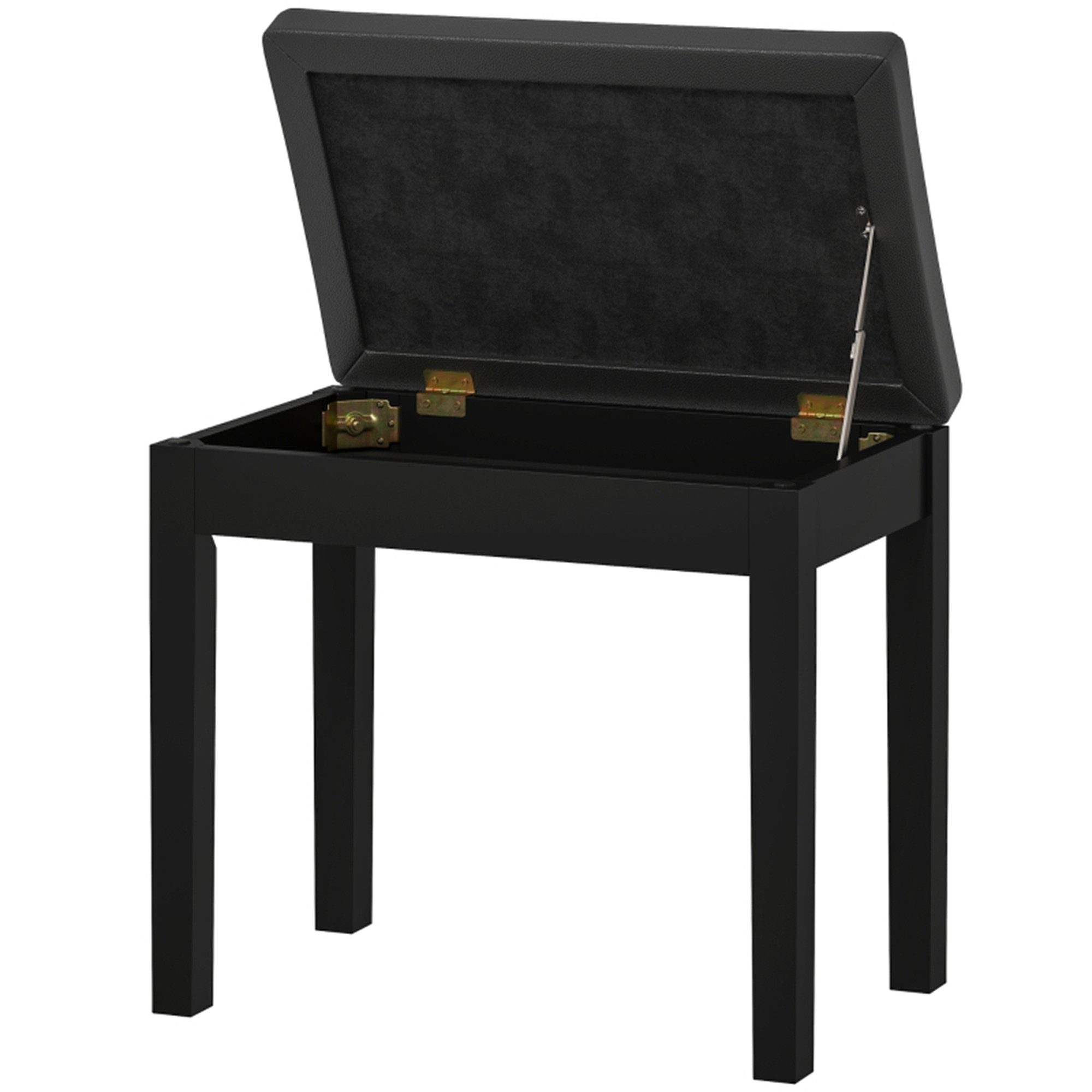 Klavierbank Klavierhocker mit Stauraum, Holzbeine Pianobank Kunstleder