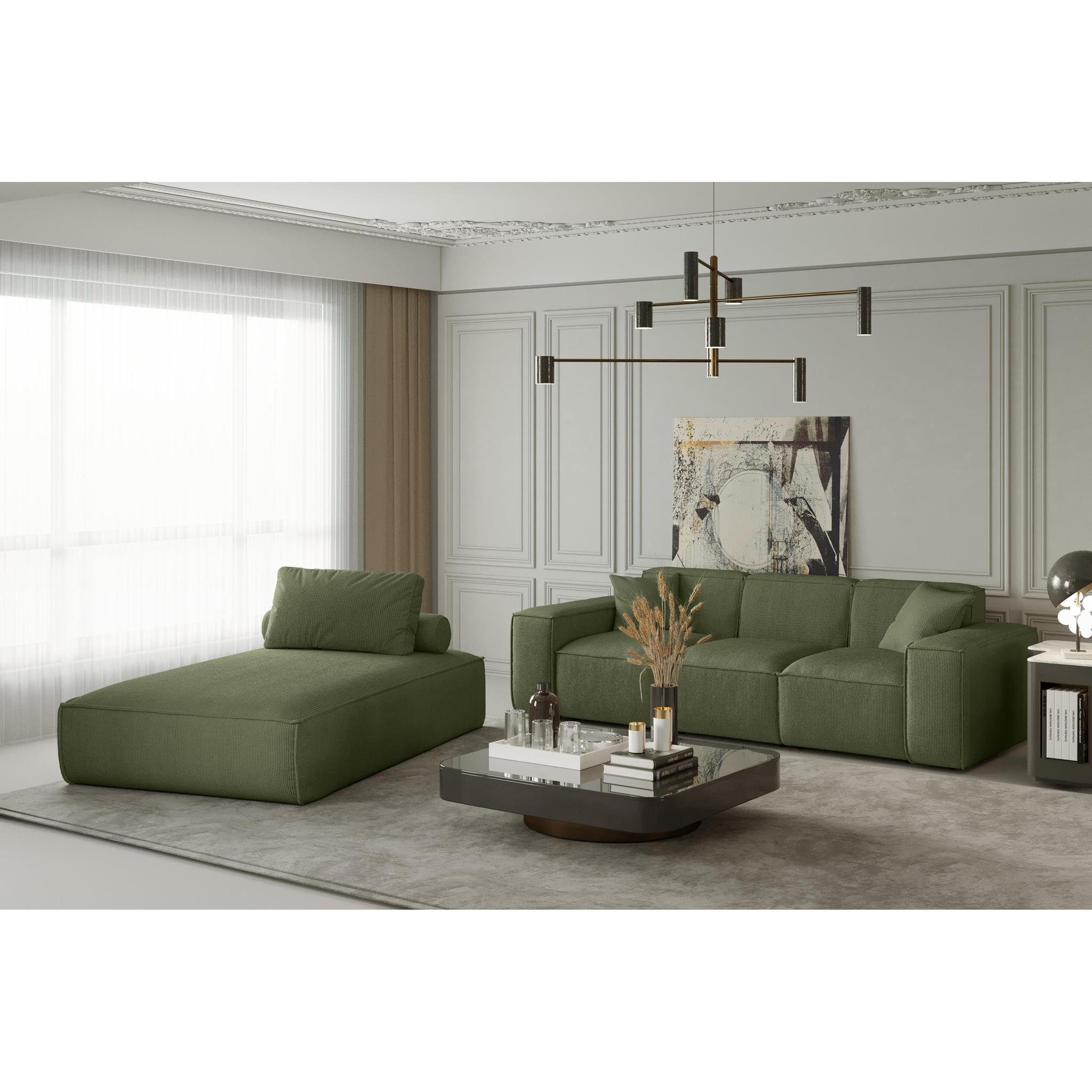 Beautysofa Relaxliege mit Lounge zwei modern, Sessel Wellenfedern, mit oder Cord- Velvetstoff, gepolstert Kissen Lugano