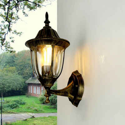 Licht-Erlebnisse Außen-Wandleuchte »MILANO«, Wandlampe außen in Gold antik Aluminium Balkon Terrasse Gartenbeleuchtung