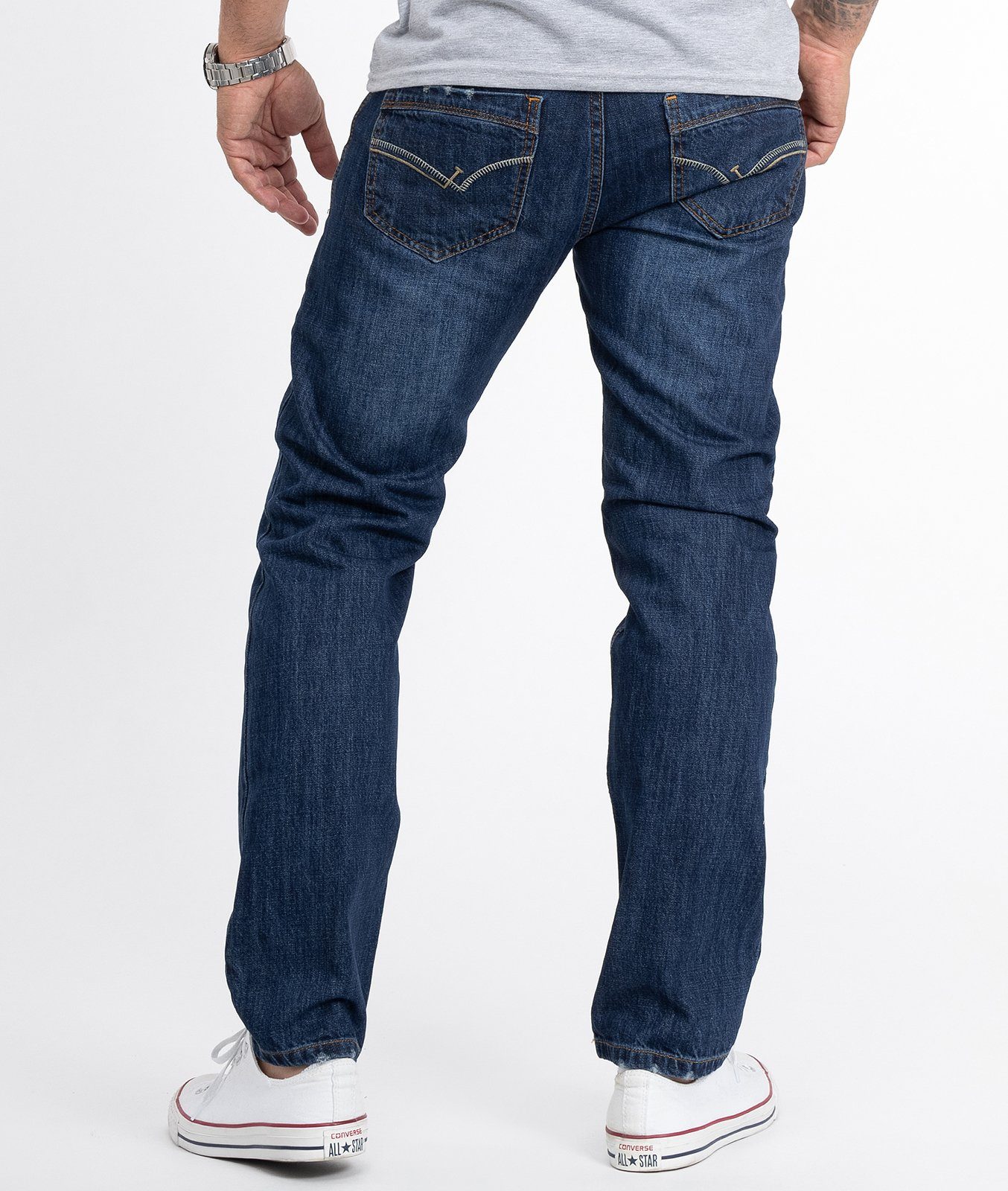 Lorenzo Loren Straight-Jeans Herren Jeans Regular Blau LL-324 Fit