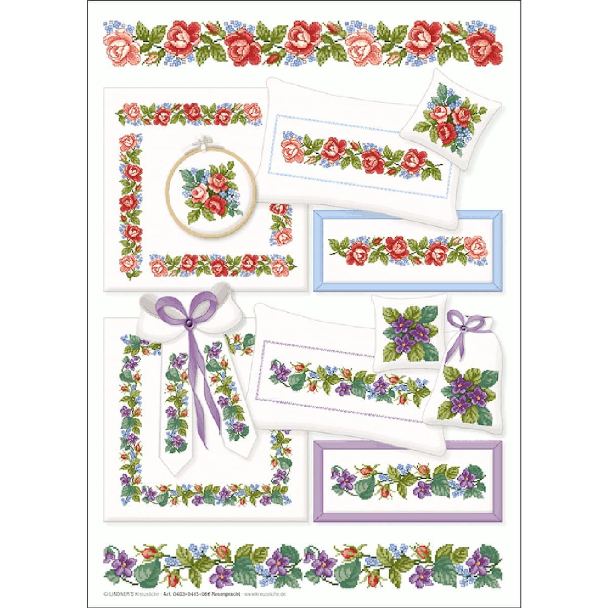 Lindner´s Kreuzstiche Kreativset Lindner´s Kreuzstiche Zählmuster Vorlage "Rosenpracht", 066, (embroidery kit by Marussia)