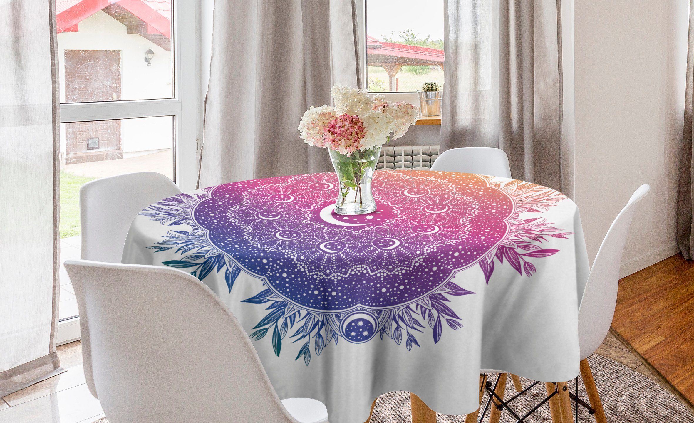 Dekoration, Tischdecke Abakuhaus Esszimmer Mond Küche Abdeckung Aufwändige Tischdecke für Kreis Galaxy Mandala Raum