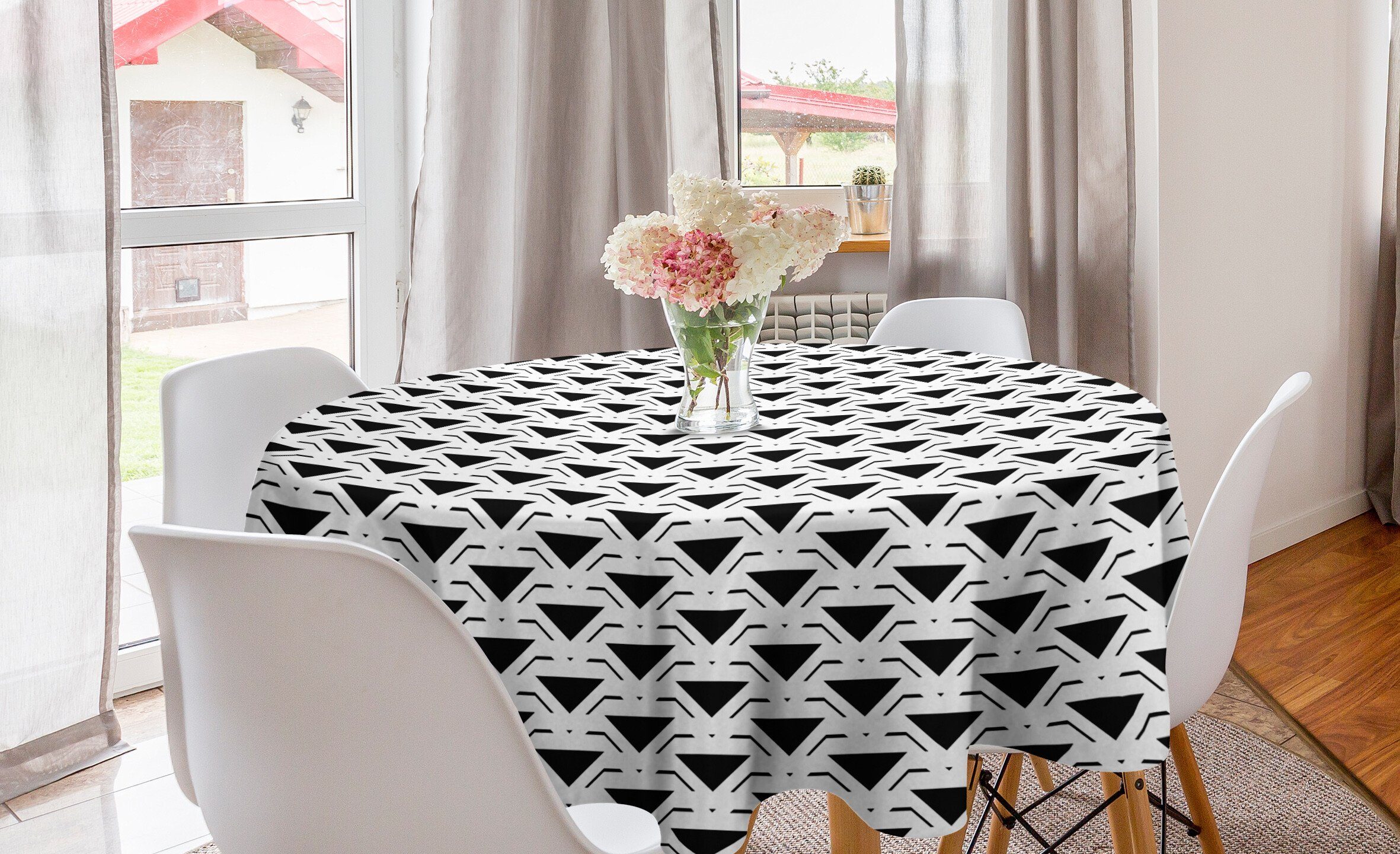 Abakuhaus Tischdecke Kreis Tischdecke Abdeckung für Esszimmer Küche Dekoration, Geometrisch Modernes abstraktes Triangles