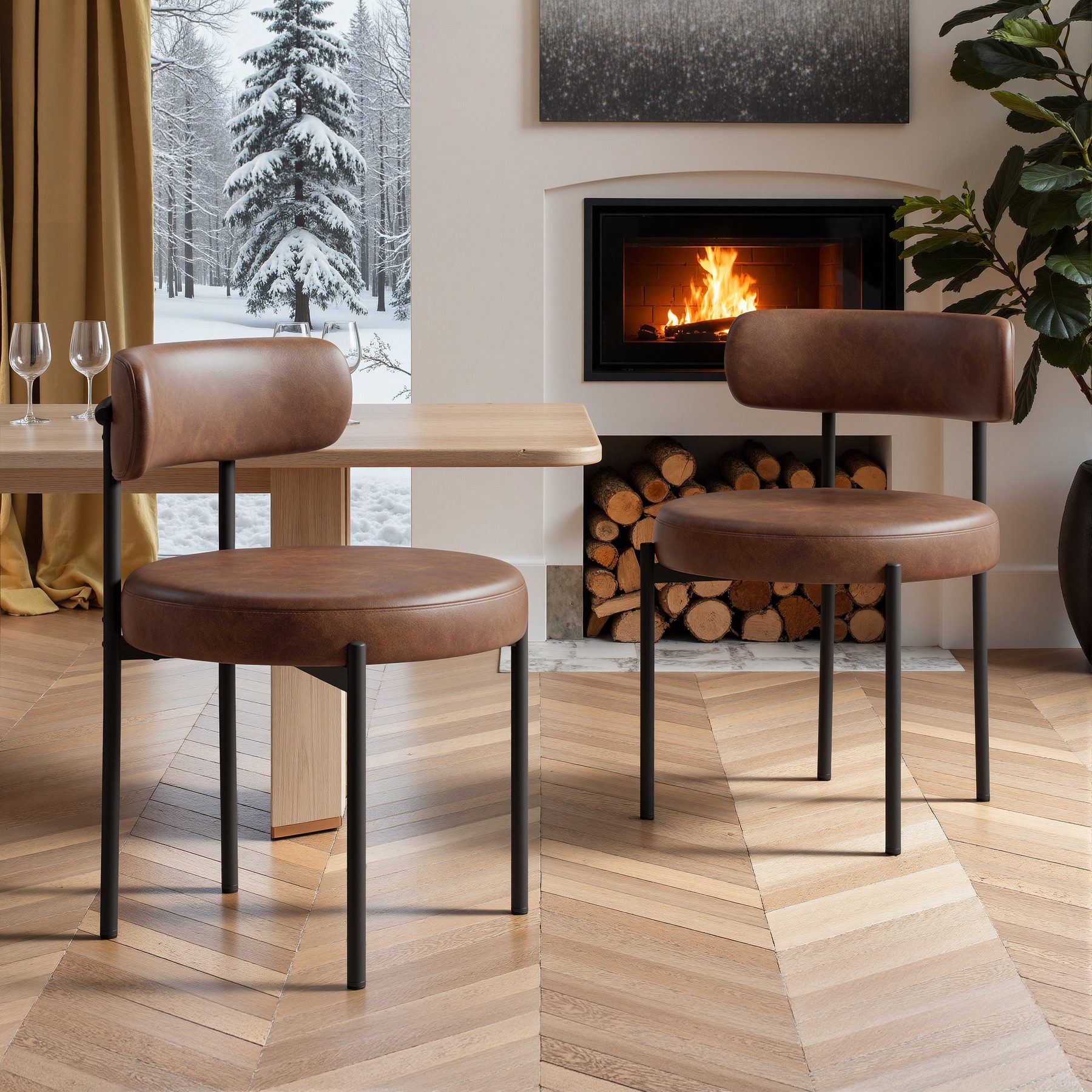 HawthyHome Esszimmerstuhl Runder Polsterstuhl mit Metallgestell, Wohnzimmerstuhl, Küchenstuhl (2 St), 2er Set