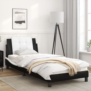 vidaXL Bett Bettgestell mit Kopfteil Schwarz und Weiß 80x200 cm Kunstleder
