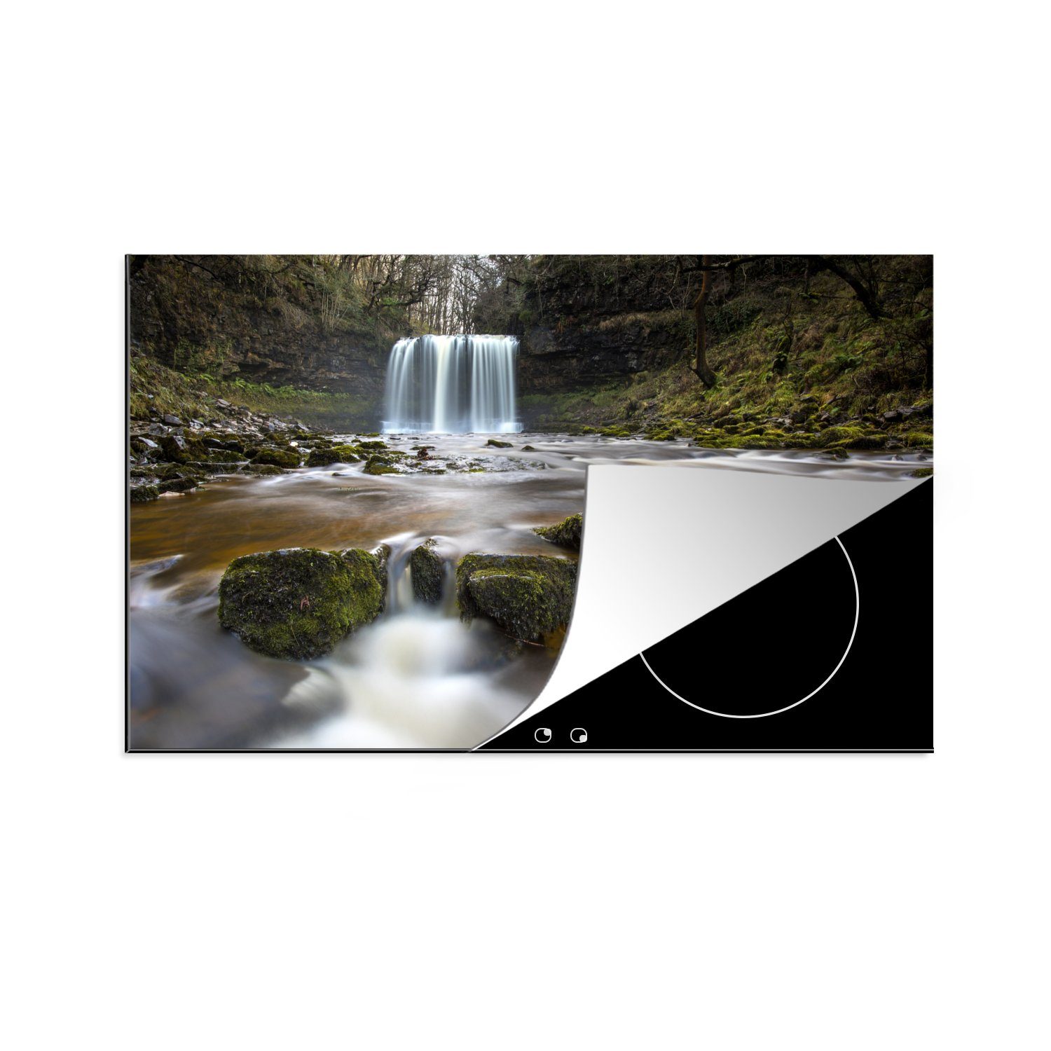 Wales, Wasserfall National im Induktionskochfeld Herdblende-/Abdeckplatte Park Beacons die Brecon küche, für in 81x52 Ceranfeldabdeckung cm, Vinyl, MuchoWow (1 tlg), Schutz
