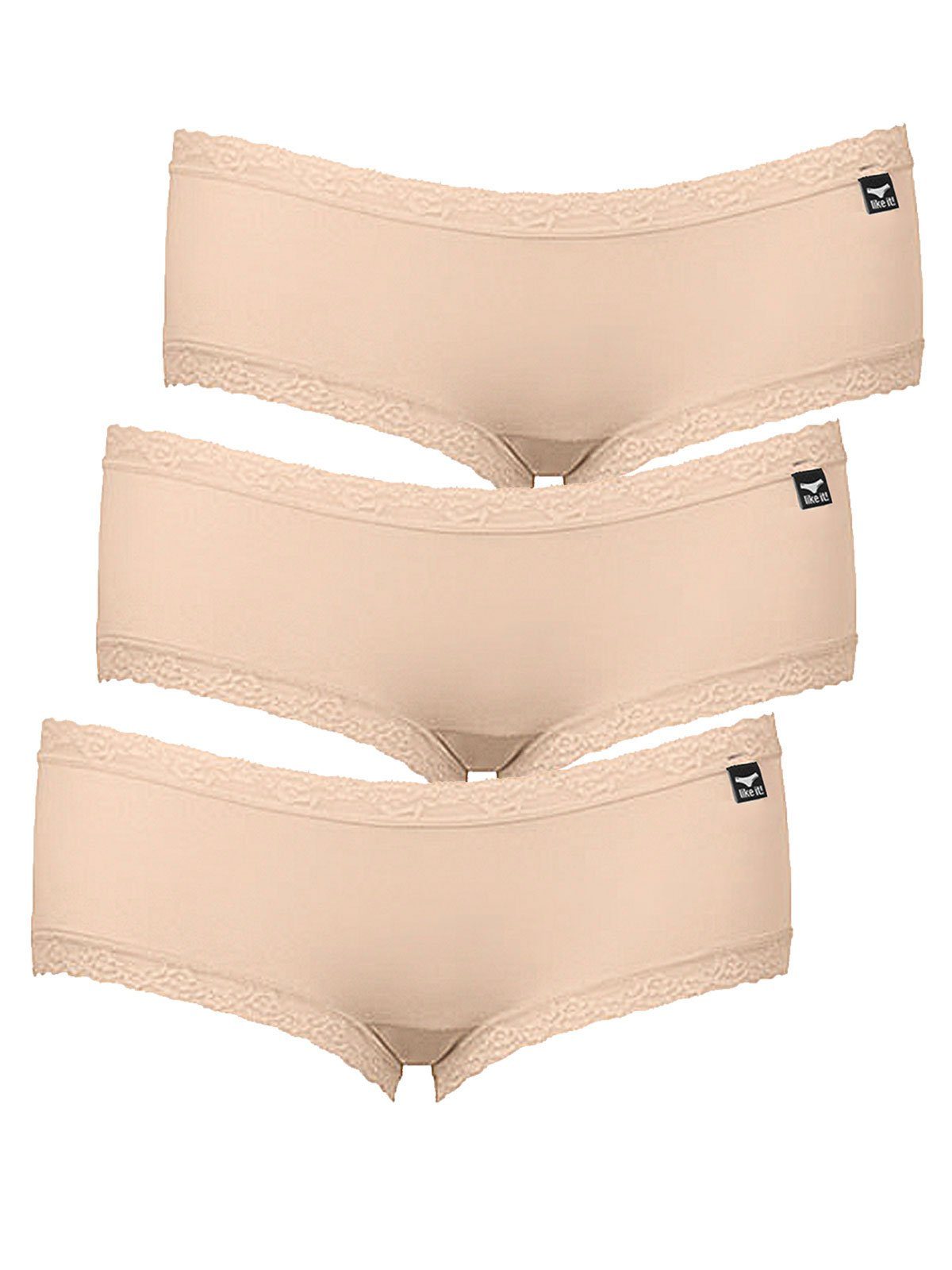 beige like Damen Panty 3er Pack Zwickel Olivia 3-St) (Packung, it! Panty