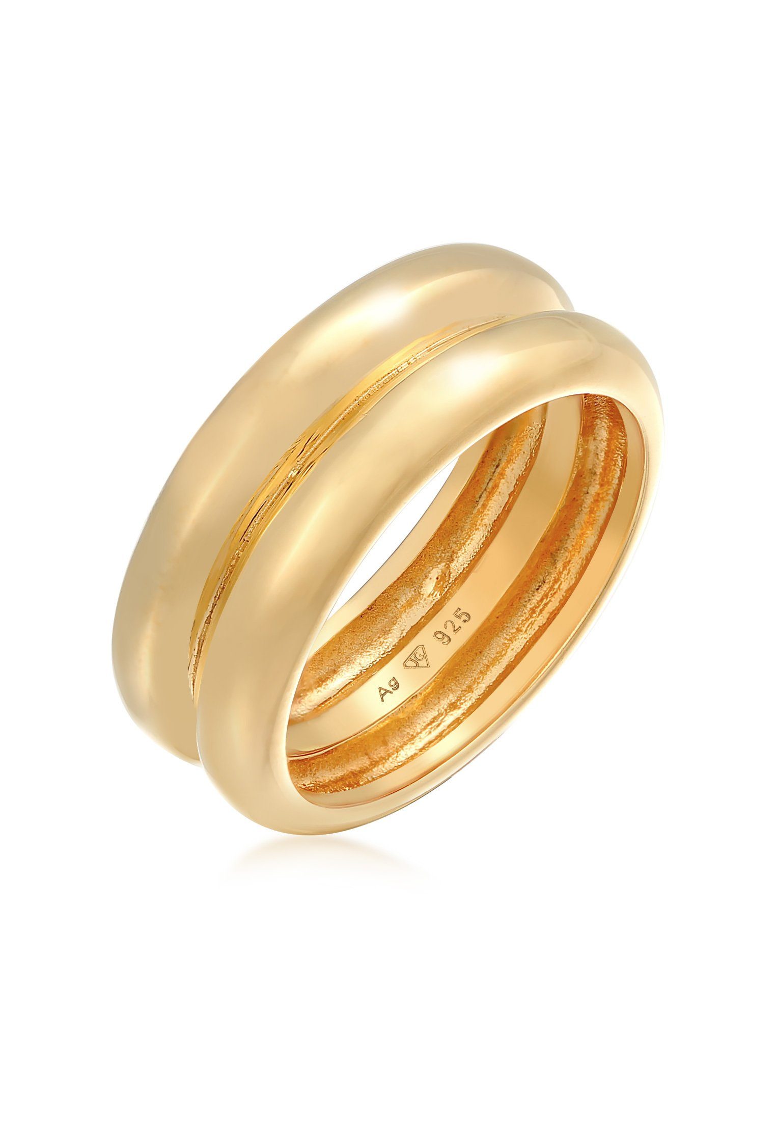 Elli Premium Partnerring Bandring Double Unisex 925 Ring rhodiniert