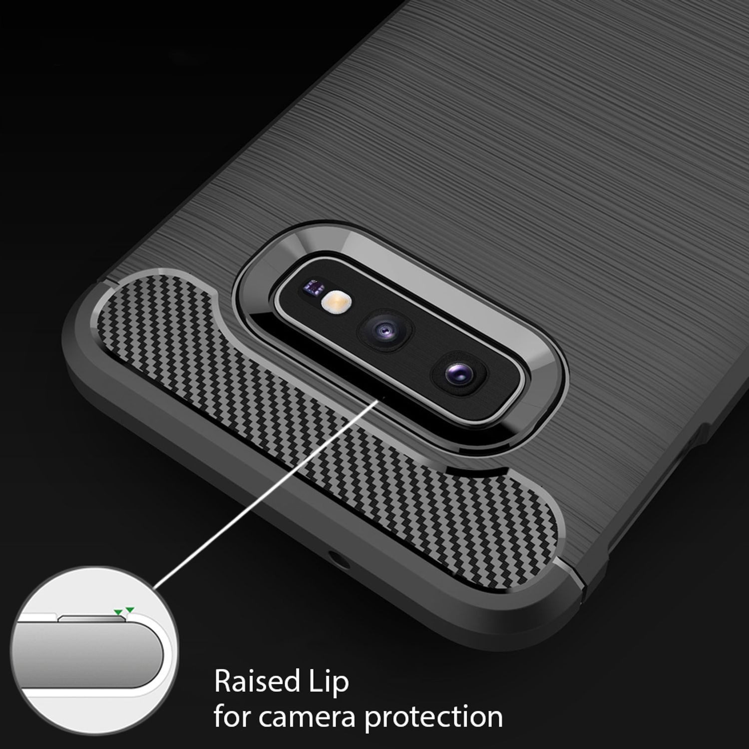 Nalia Smartphone-Hülle Samsung Galaxy S10e 14,7 cm (5,8 Zoll), Carbon Look Silikon Hülle / Matt Schwarz / Rutschfest / Karbon Optik