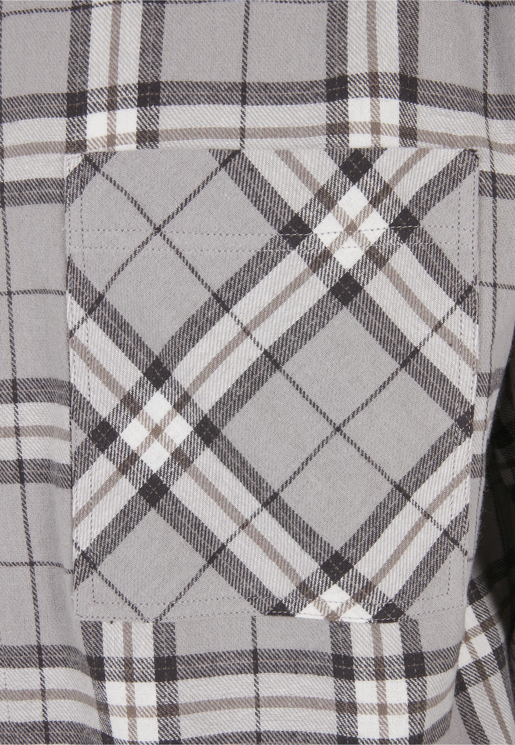 URBAN CLASSICS Langarmshirt Urban Classics Herren Long Oversized Grey Check Shirt (1-tlg)