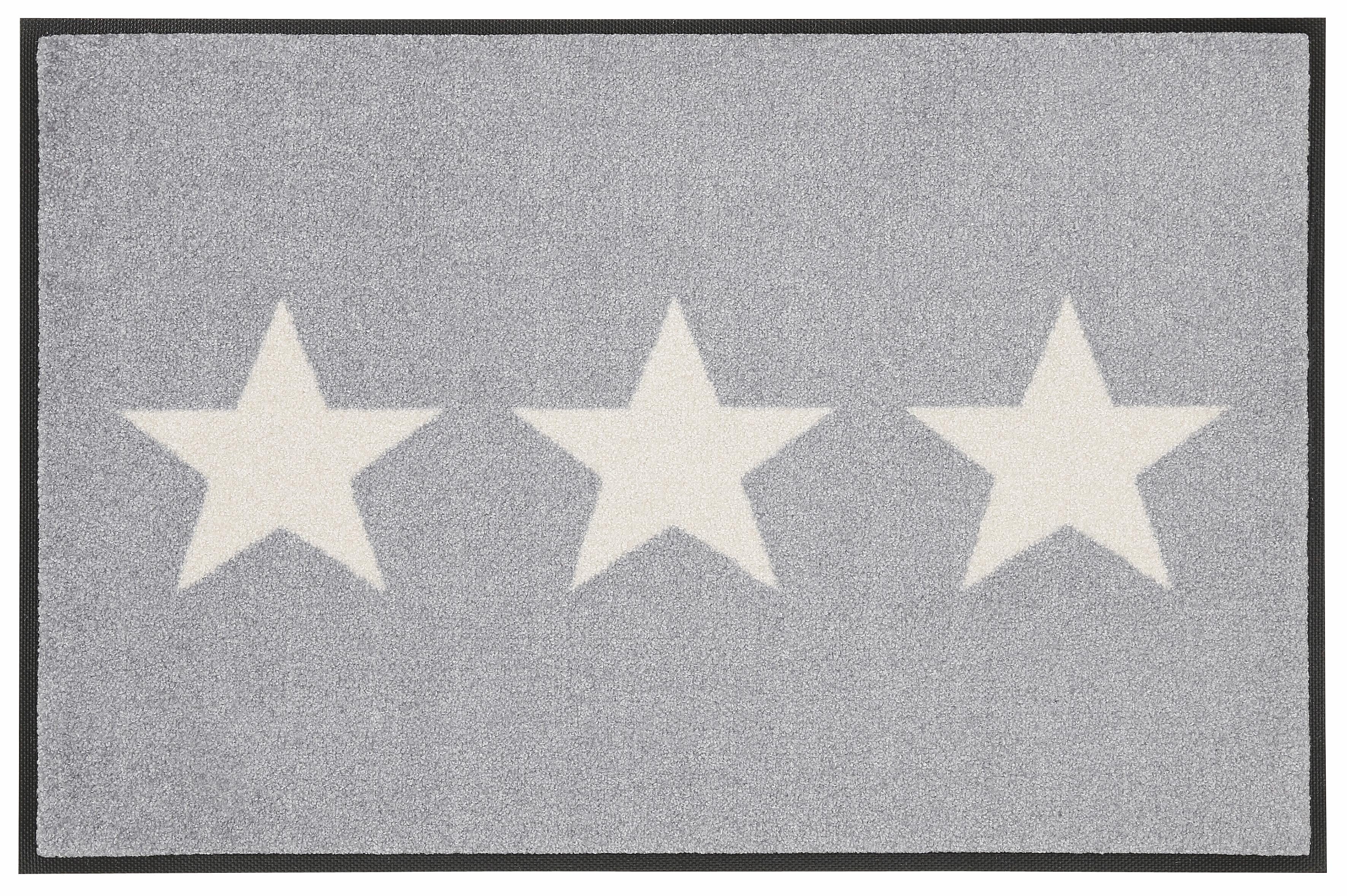 Fußmatte Stars, wash+dry by Kleen-Tex, rechteckig, Höhe: 9 mm, Schmutzfangmatte, Motiv Sterne, rutschhemmend, waschbar grau | Fußmatten