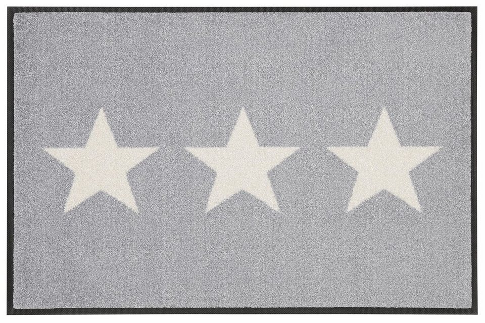 Kleen-Tex, rechteckig, wash+dry Sterne, bei by Höhe: waschbar, mm, 9 Schmutzfangmatte, Stars, rutschhemmend, Fußmatte Motiv
