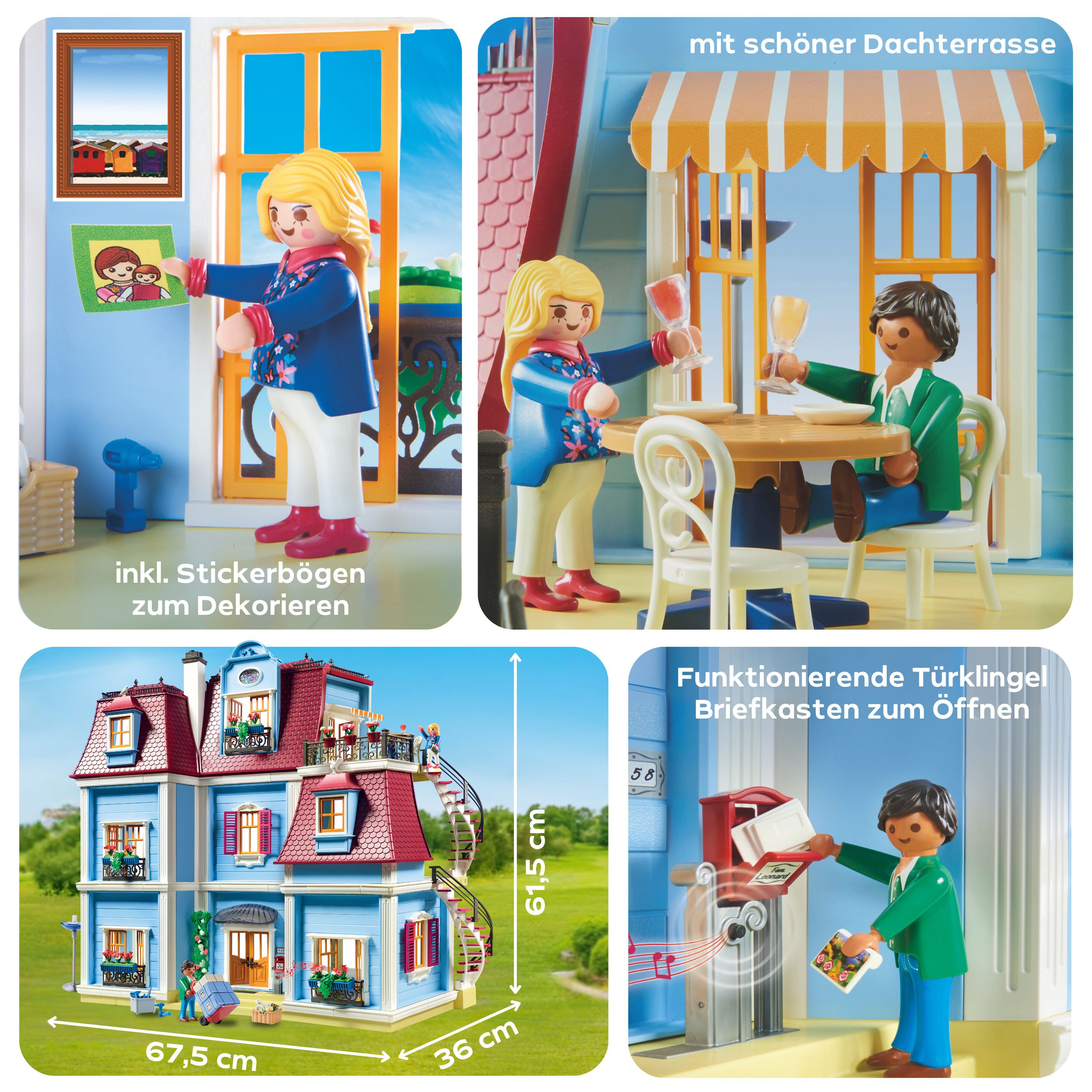 Playmobil® Mein Großes Puppenhaus (70205), Dollhouse Konstruktions-Spielset, (592 St), Made in Germany – Bild 4 von 5