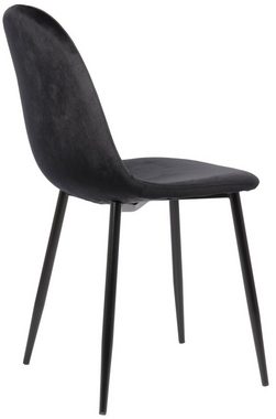 TPFLiving Esszimmerstuhl Naples mit hochwertig gepolsterter Sitzfläche - Konferenzstuhl (Küchenstuhl - Esstischstuhl - Wohnzimmerstuhl - Polsterstuhl), Gestell: Metall schwarz - Sitzfläche: Samt schwarz