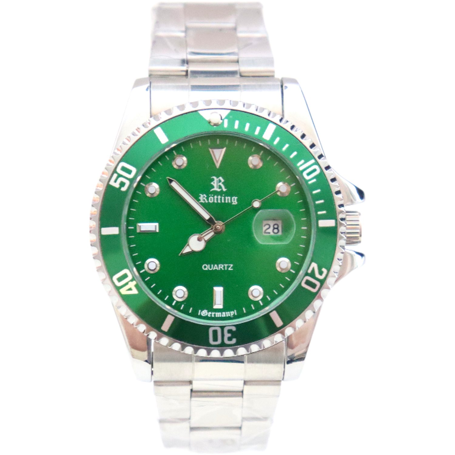 Rötting Design Quarzuhr Herrenuhr grüne Lünette günstig online kaufen