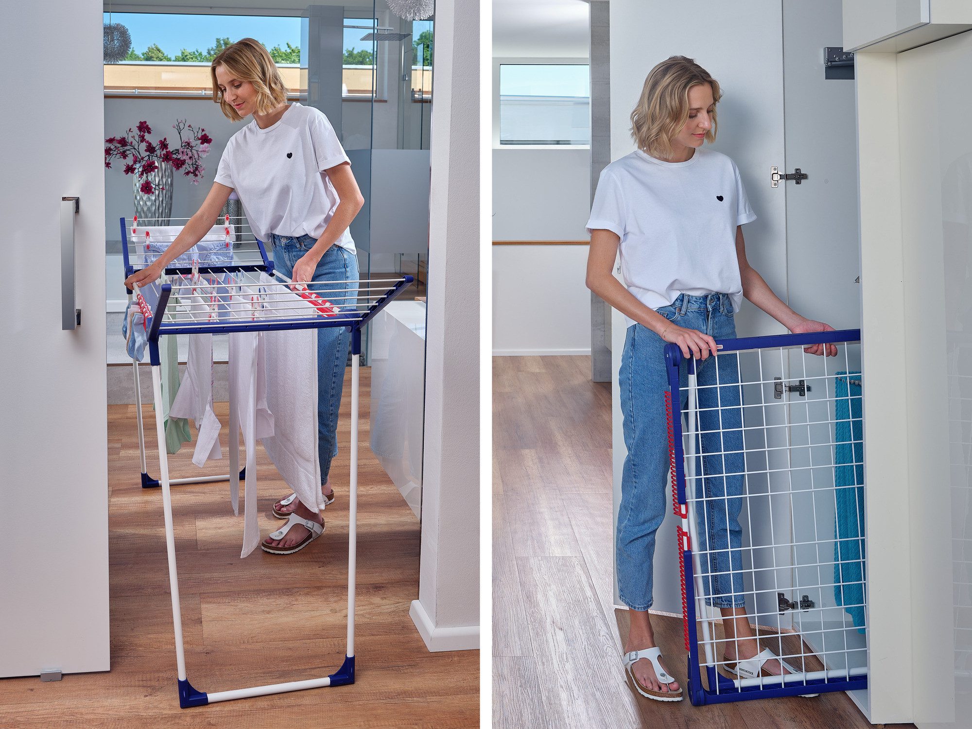 Leifheit Wäscheständer Standtrockner Pegasus Slim 15m, 15m Trockenlänge, 105cm Flügelhöhe, 55cm breit, zusammenklappbar – Bild 4 von 5