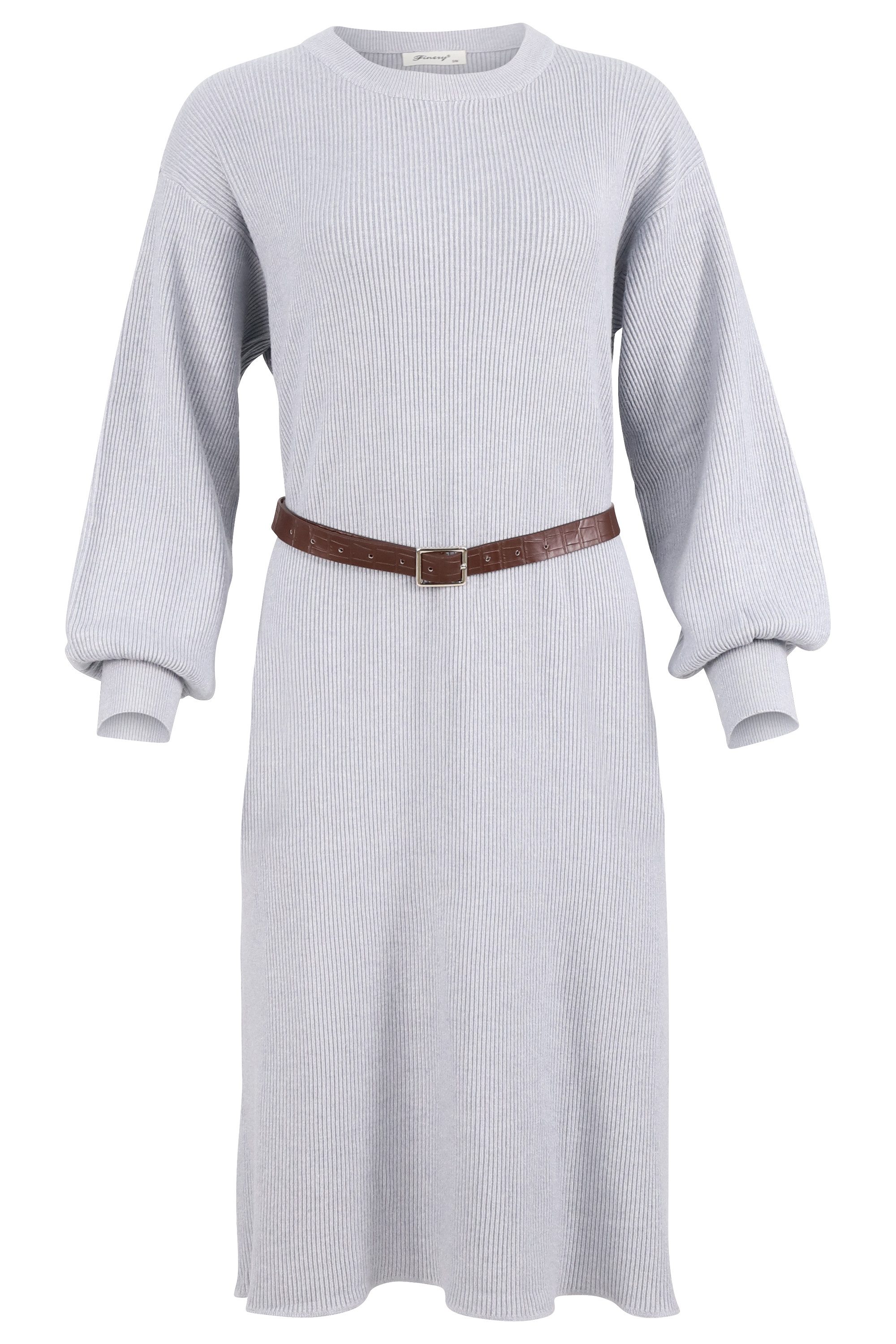 malito more than fashion Strickkleid Rippstrickkleid mit Gürtel 9810 midi Kleid mit Gürtel in Rippoptik